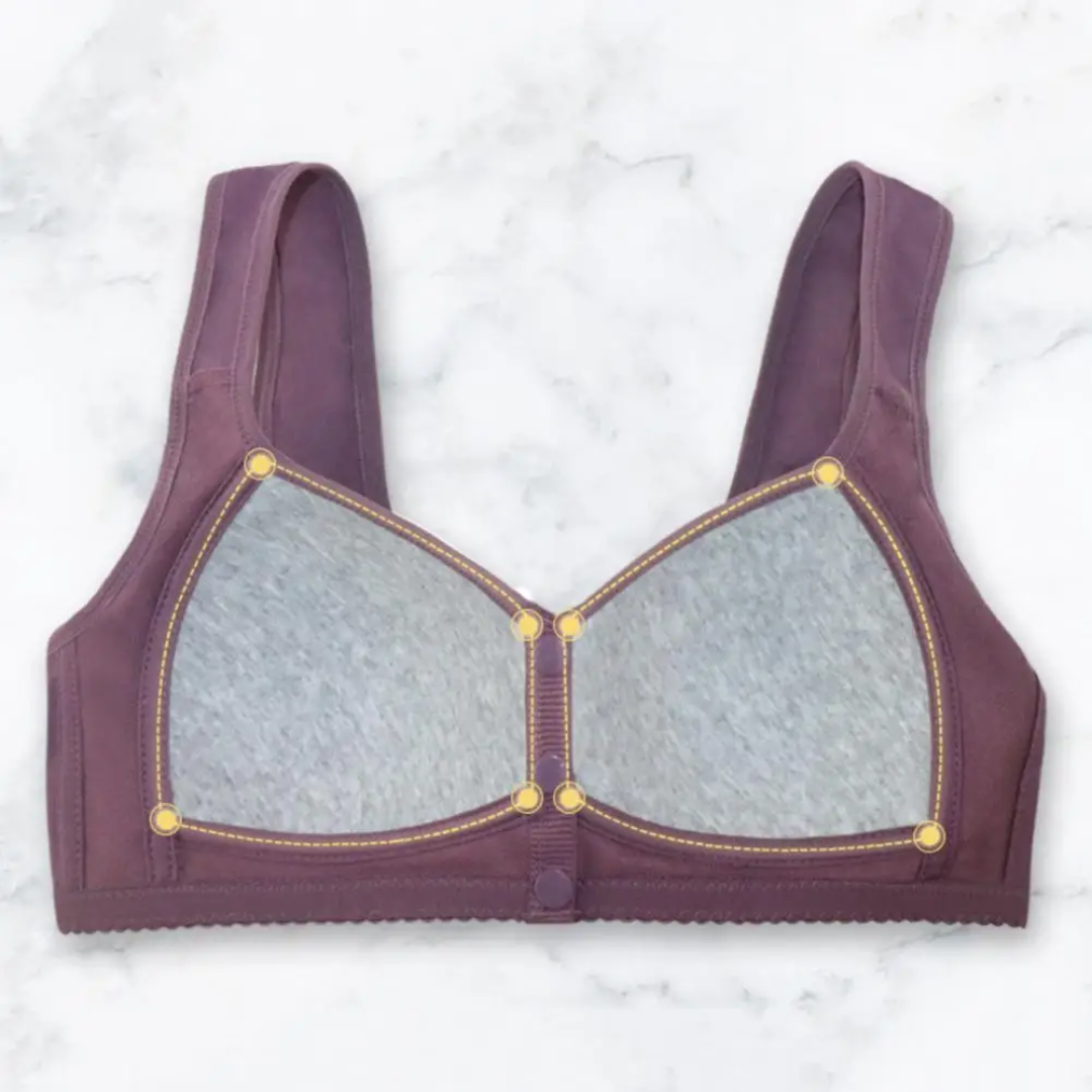 Soutiens-gorge Purple Daisy - Soutiens-gorge en coton sans armature à fermeture avant, grande taille de bonnet