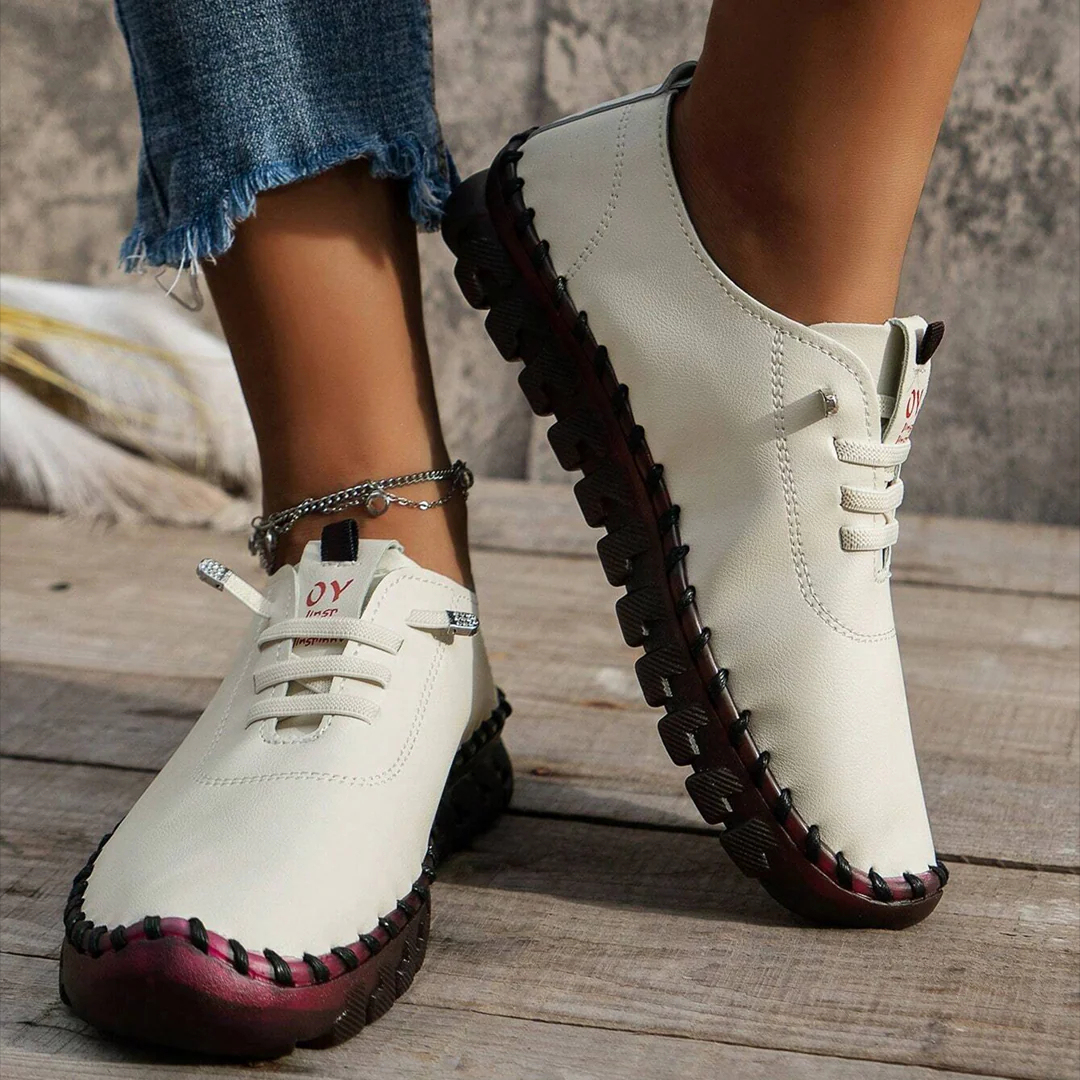 70 % de réduction aujourd'hui - Chaussures en cuir pour femmes, cousues à la main, avec bout large