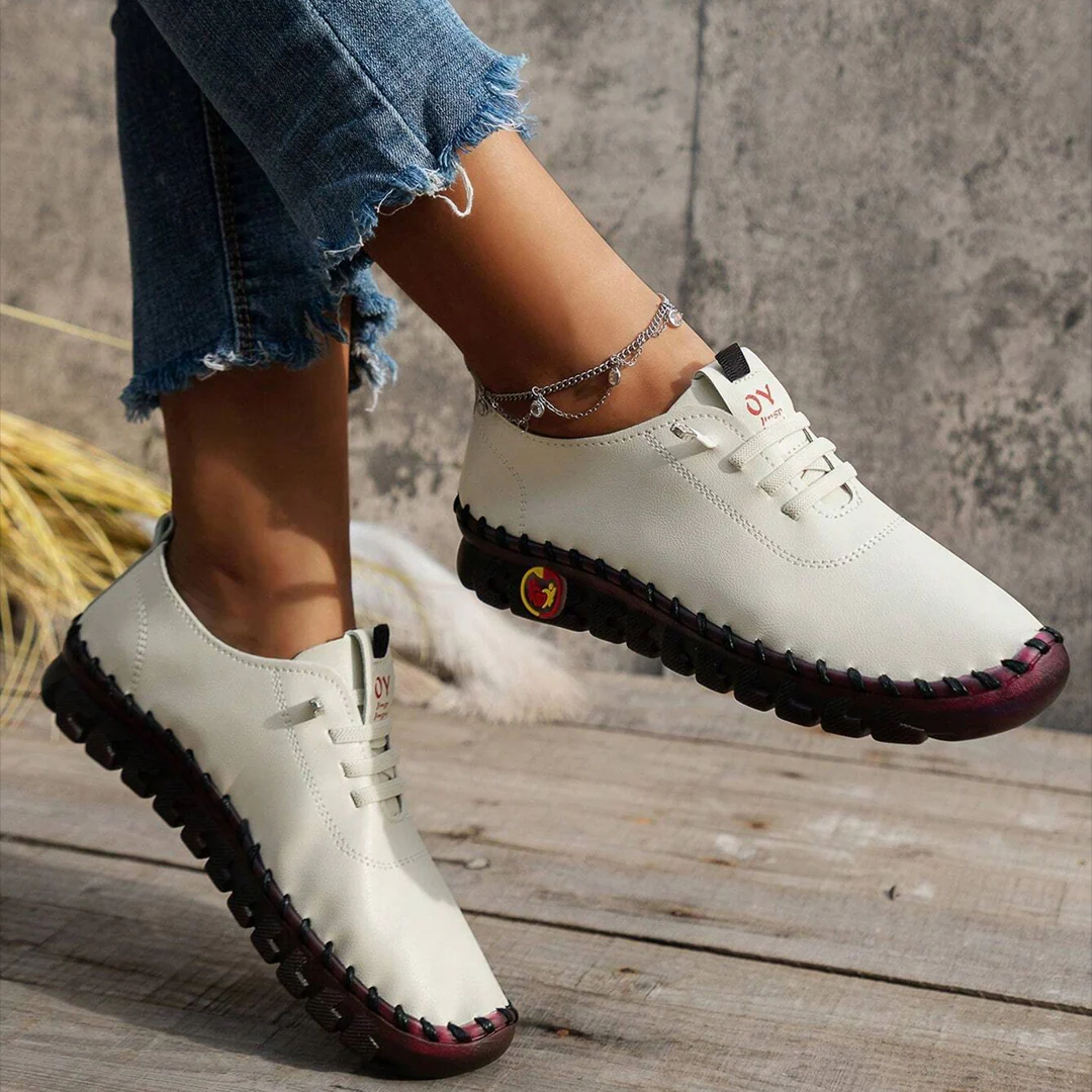 70 % de réduction aujourd'hui - Chaussures en cuir pour femmes, cousues à la main, avec bout large