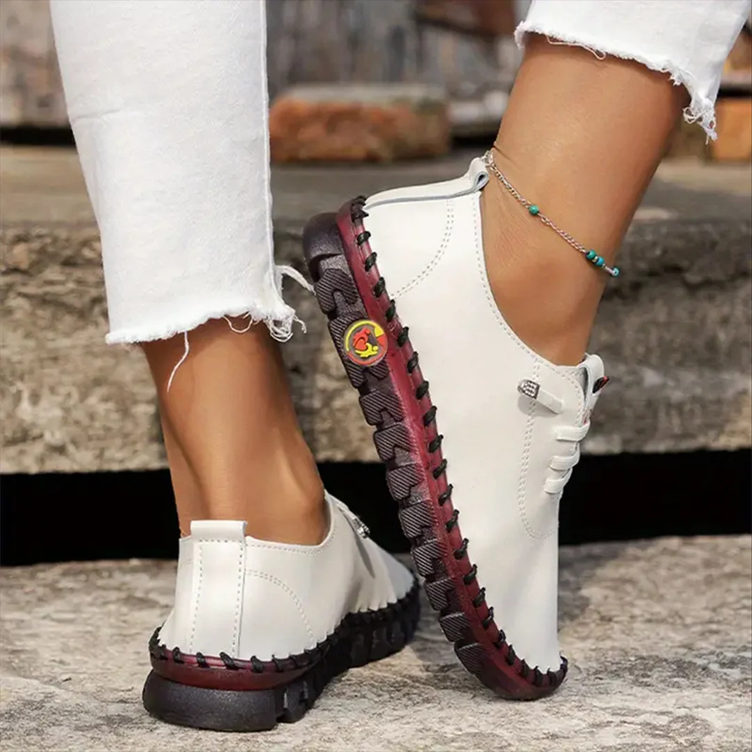 70 % de réduction aujourd'hui - Chaussures en cuir pour femmes, cousues à la main, avec bout large