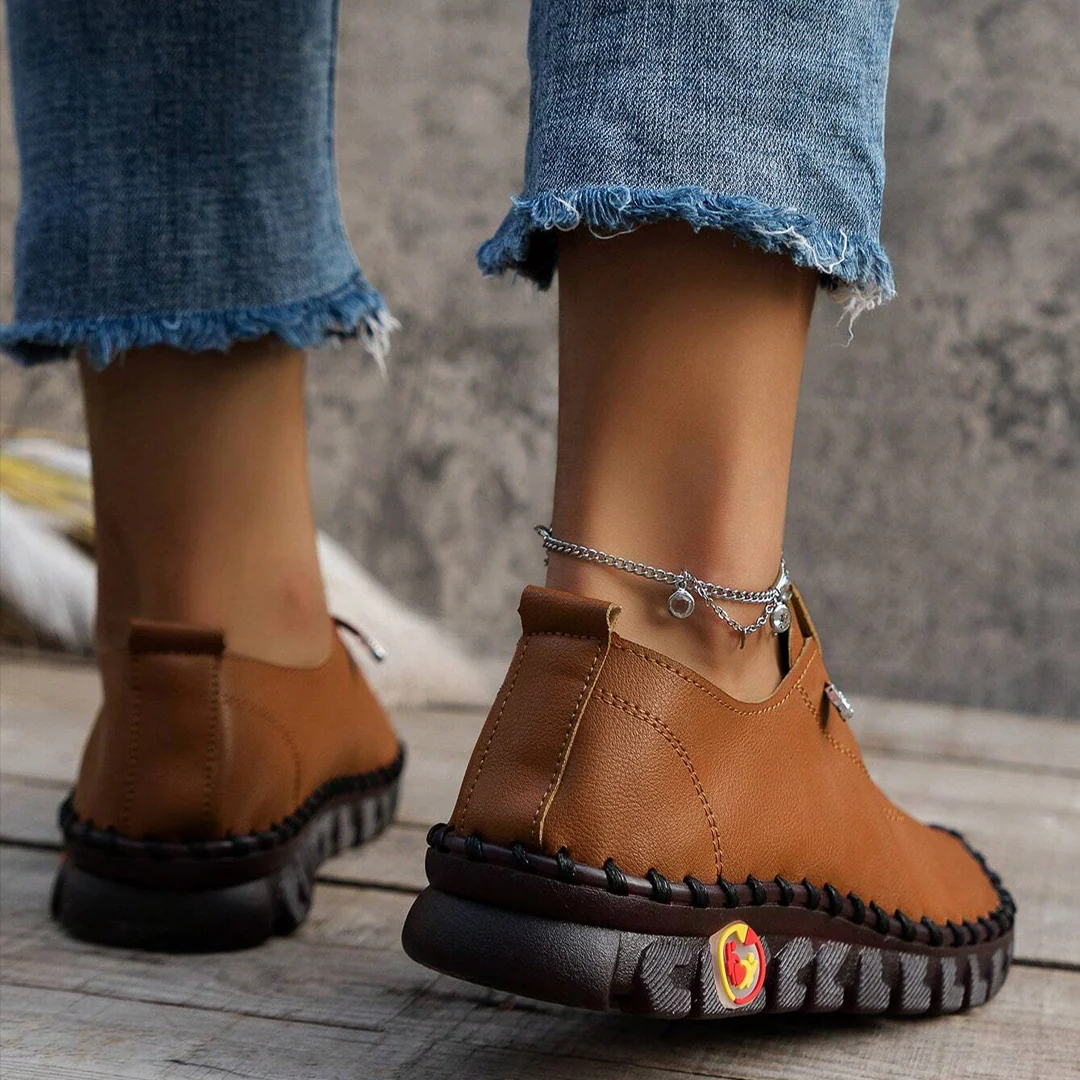 70 % de réduction aujourd'hui - Chaussures en cuir pour femmes, cousues à la main, avec bout large