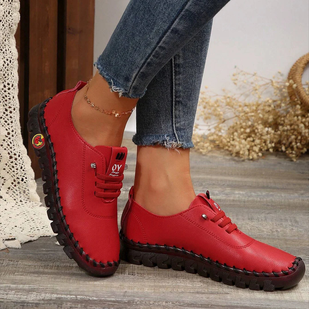 70 % de réduction aujourd'hui - Chaussures en cuir pour femmes, cousues à la main, avec bout large