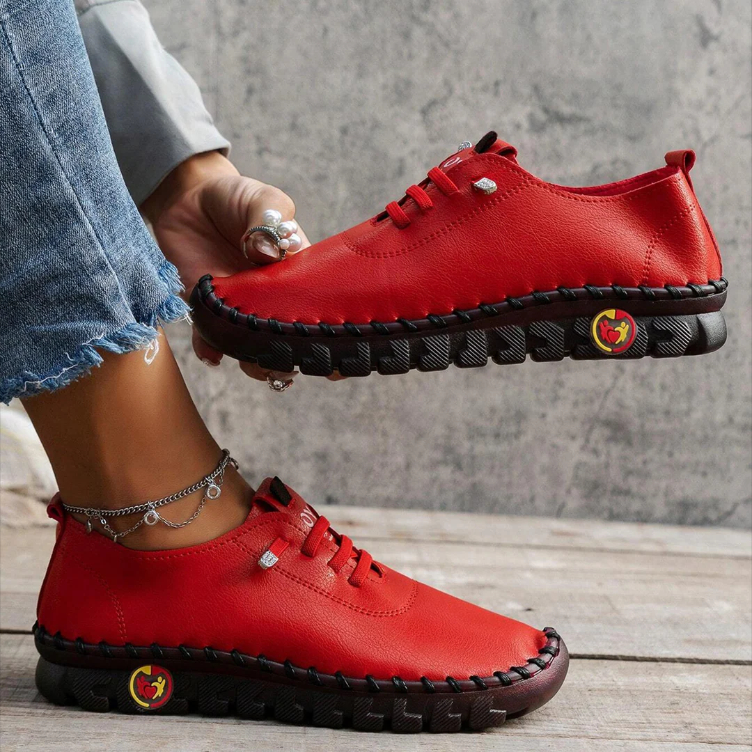 70 % de réduction aujourd'hui - Chaussures en cuir pour femmes, cousues à la main, avec bout large