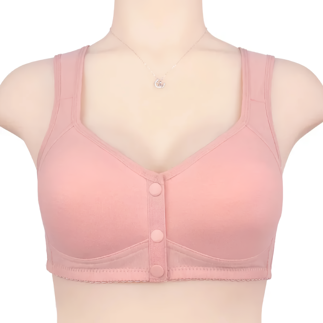 Soutiens-gorge Pure Pink Daisy - Soutiens-gorge en coton sans armature à fermeture avant, grande taille de bonnet