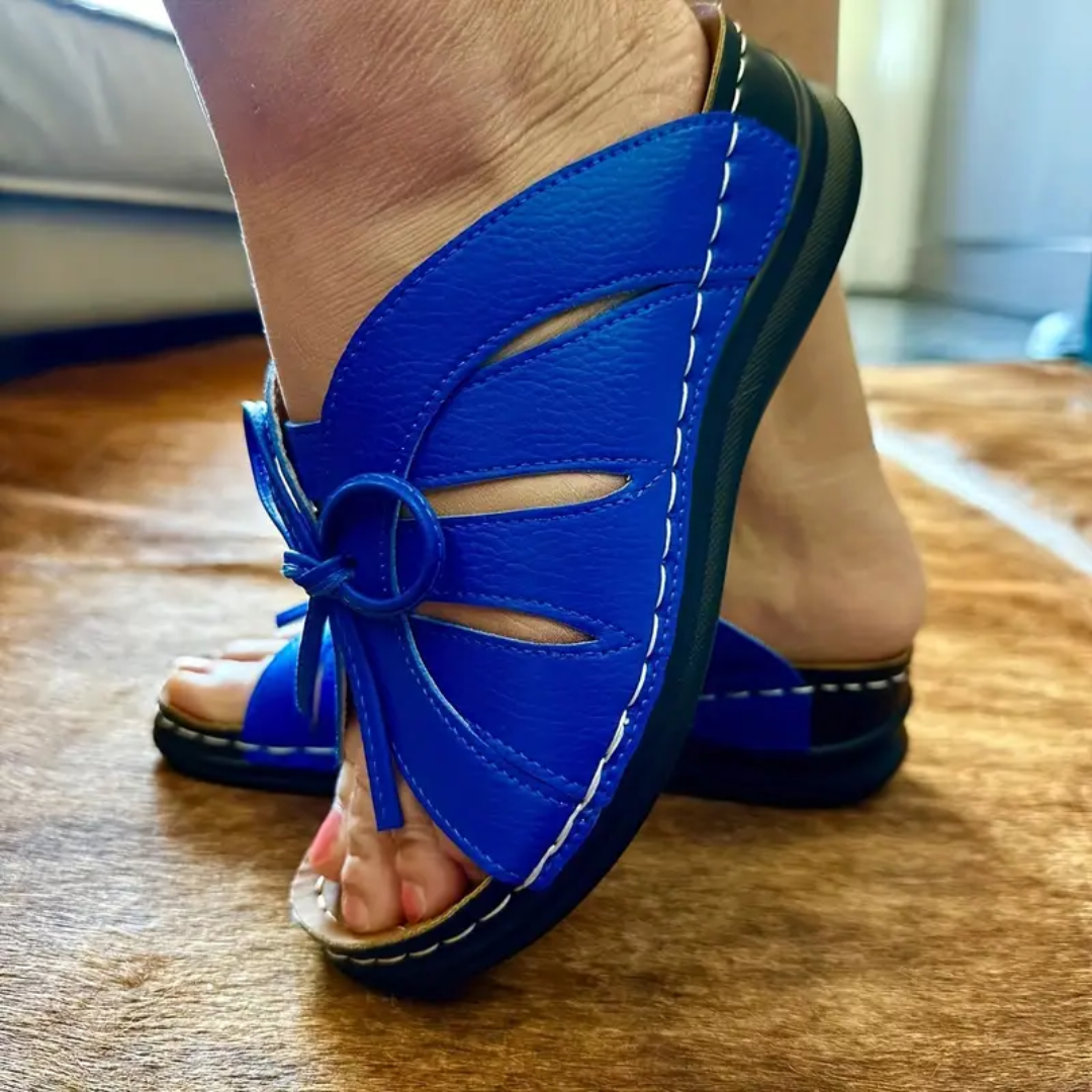 Blisscomfy Bowknot Arch Support Open Toe Slide Sandals