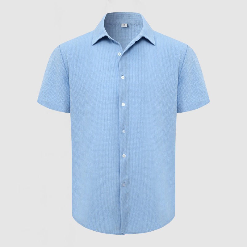 Chemise en coton texturée décontractée pour homme