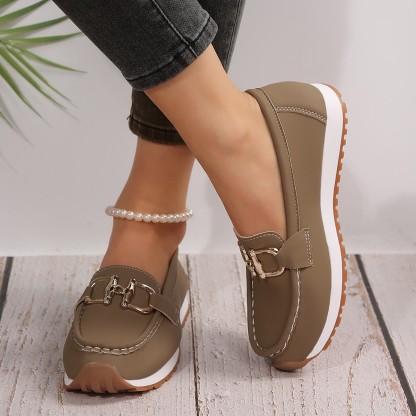 Chaussures de marche décontractées pour femmes avec décoration chaîne, confortables