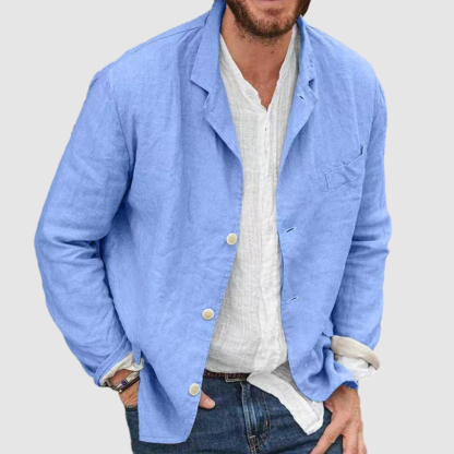 Veste décontractée en coton et lin pour homme