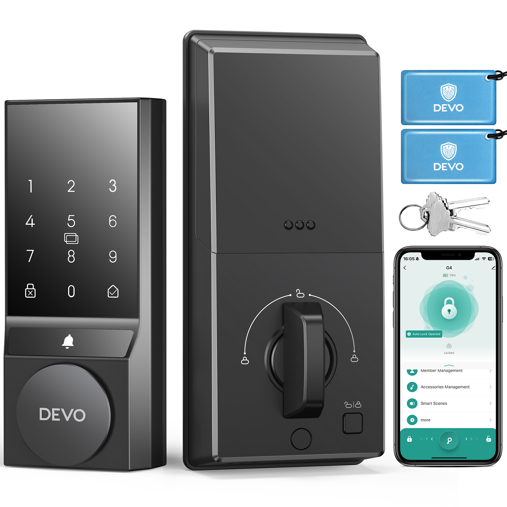 Devo 4 in 1 Passcode Smart Door Lock with Doorbell&Bluetooth G4