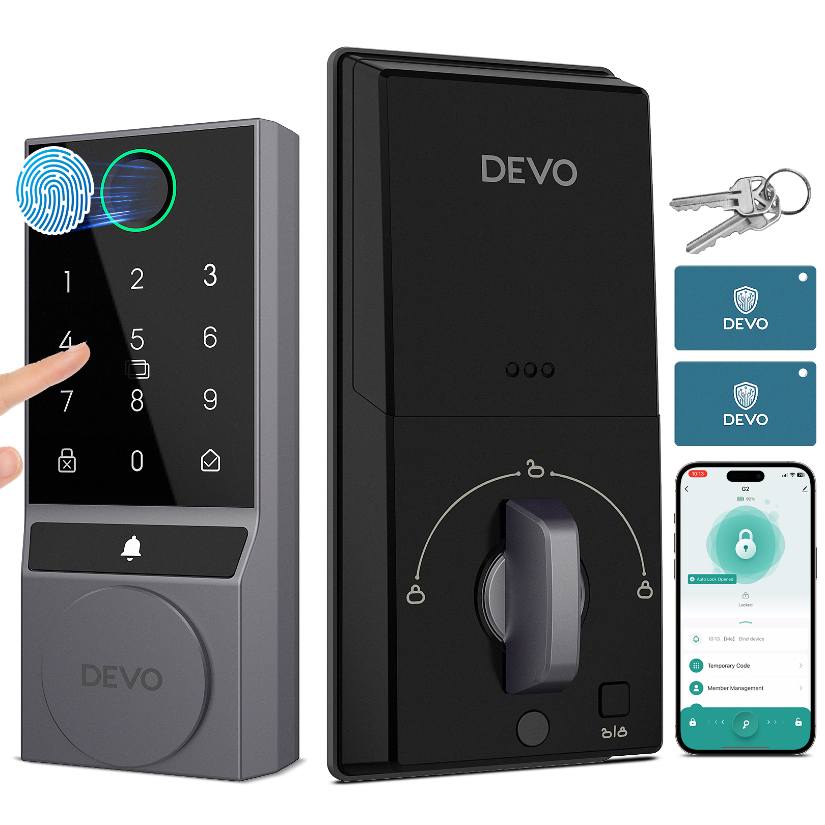 Devo 5 in 1 Fingerprint  Smart Lock with Doorbell&Bluetooth G2