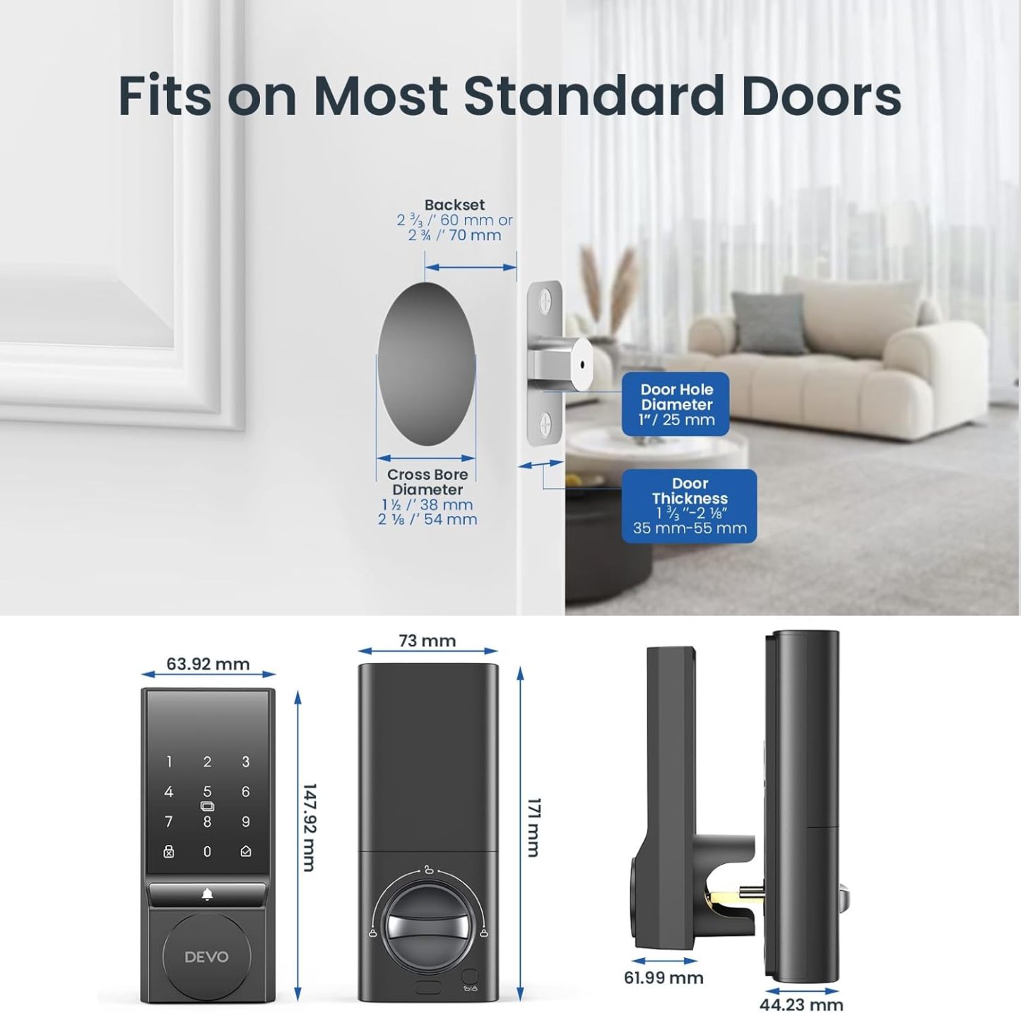 Devo Passcode Smart Door Lock with Doorbell&Built-in Wi-Fi G5