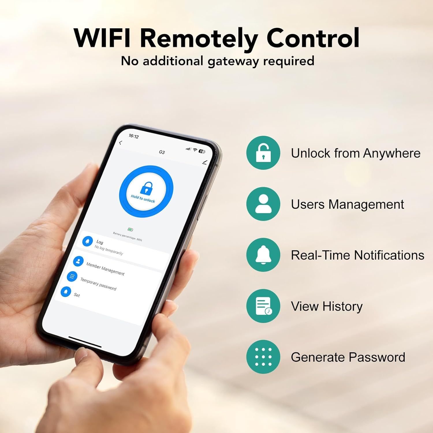 Devo 6 in 1 Fingerprint Smart Lock with Doorbell, Built-in Wi-Fi G3