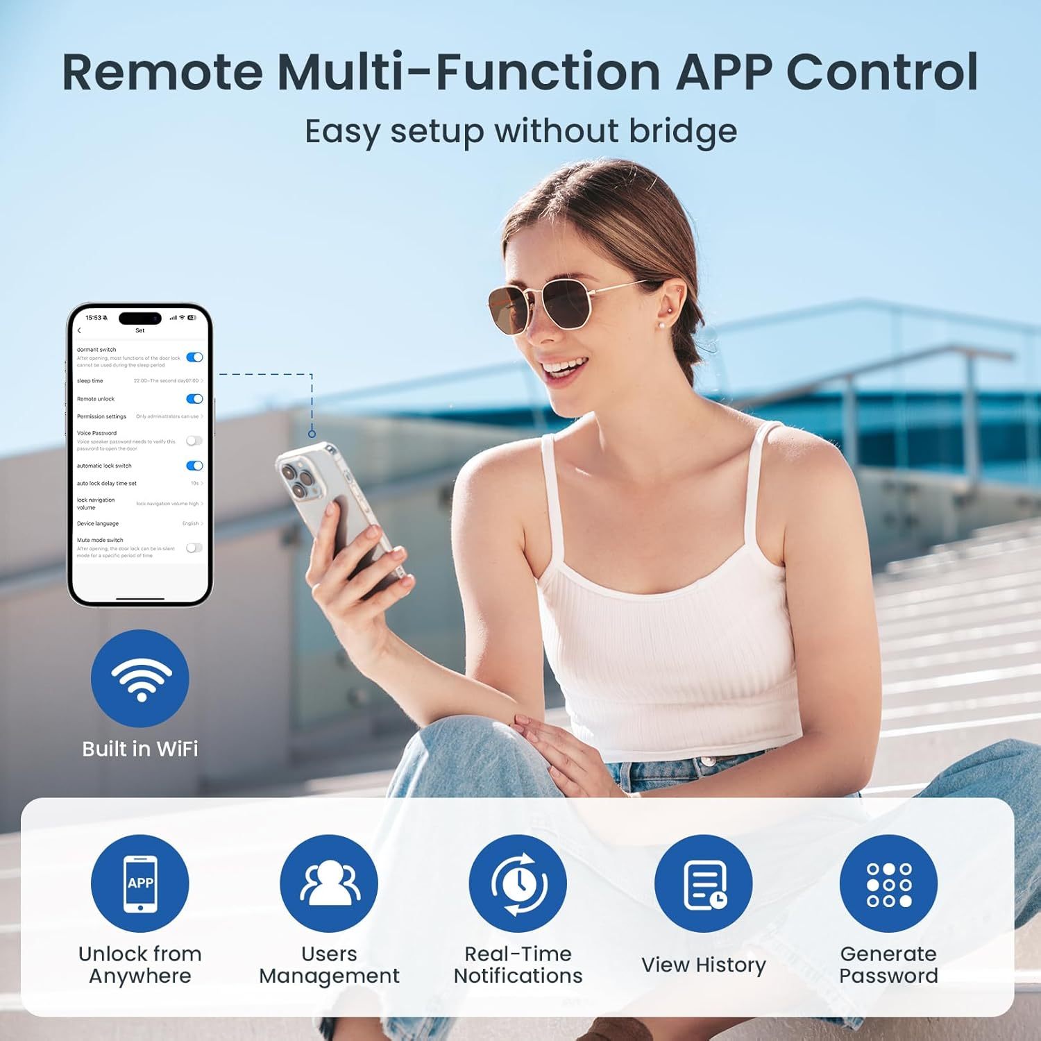 Devo Passcode Smart Door Lock with Doorbell&Built-in Wi-Fi G5