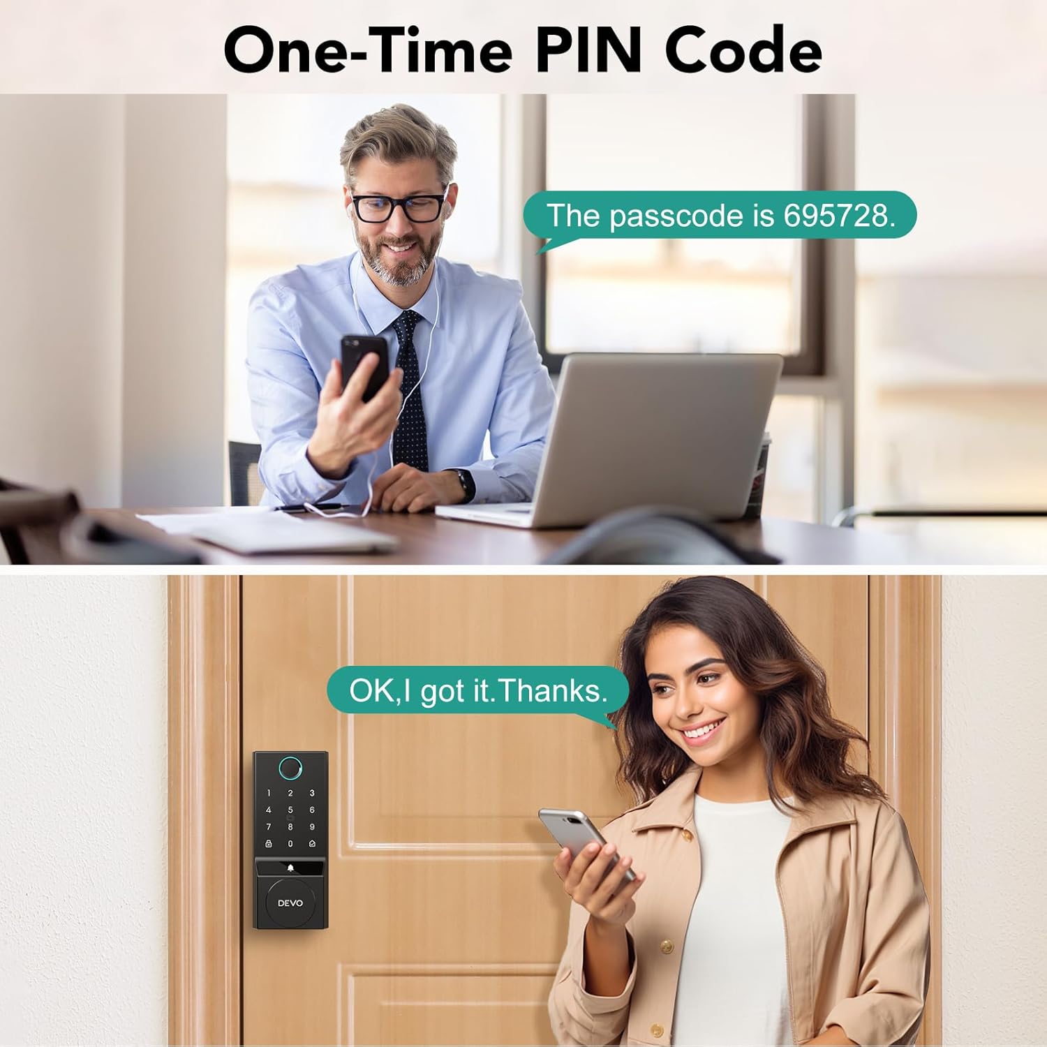 Devo 6 in 1 Fingerprint Smart Lock with Doorbell, Built-in Wi-Fi G3