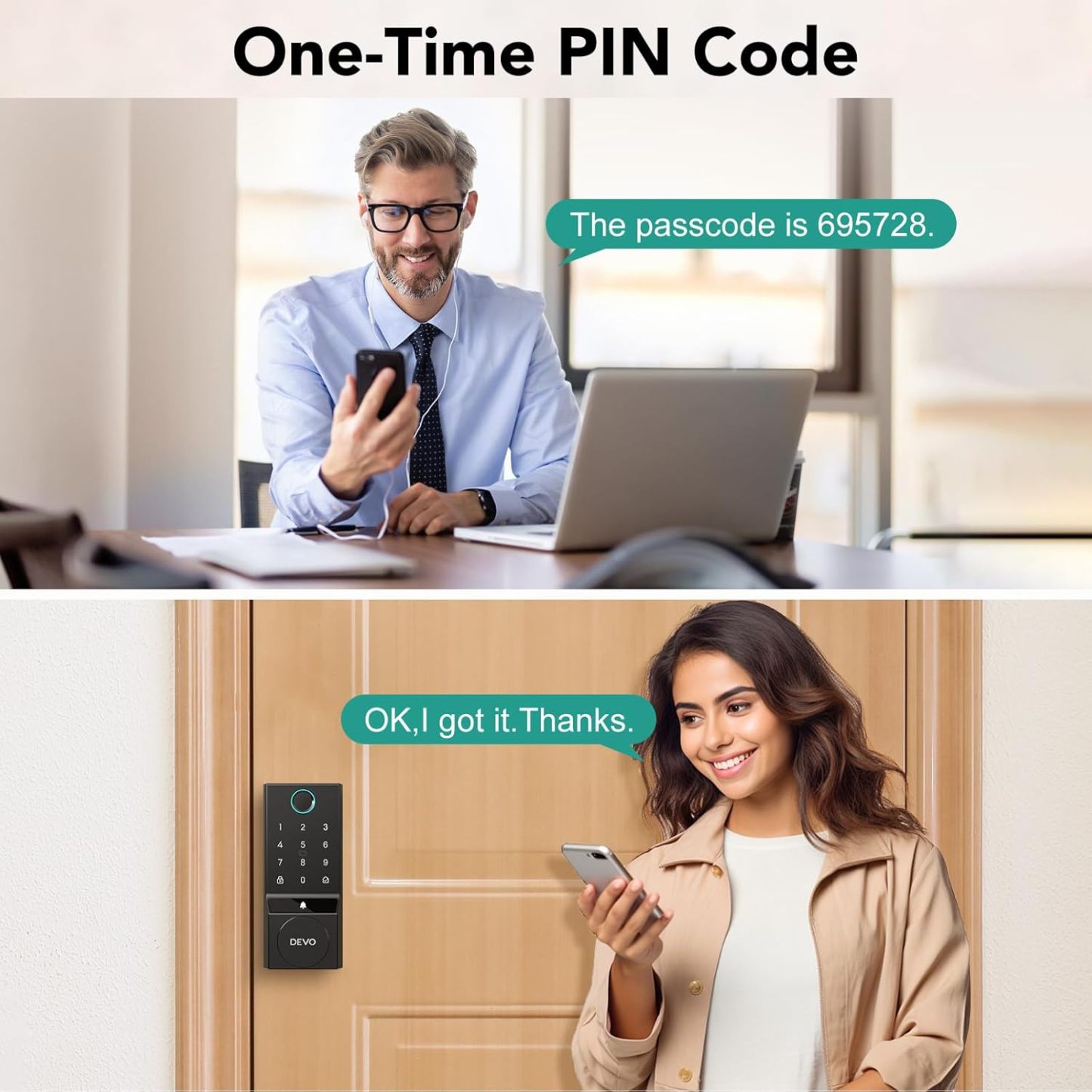 Devo 6 in 1 Fingerprint Smart Lock with Doorbell, Built-in Wi-Fi G3