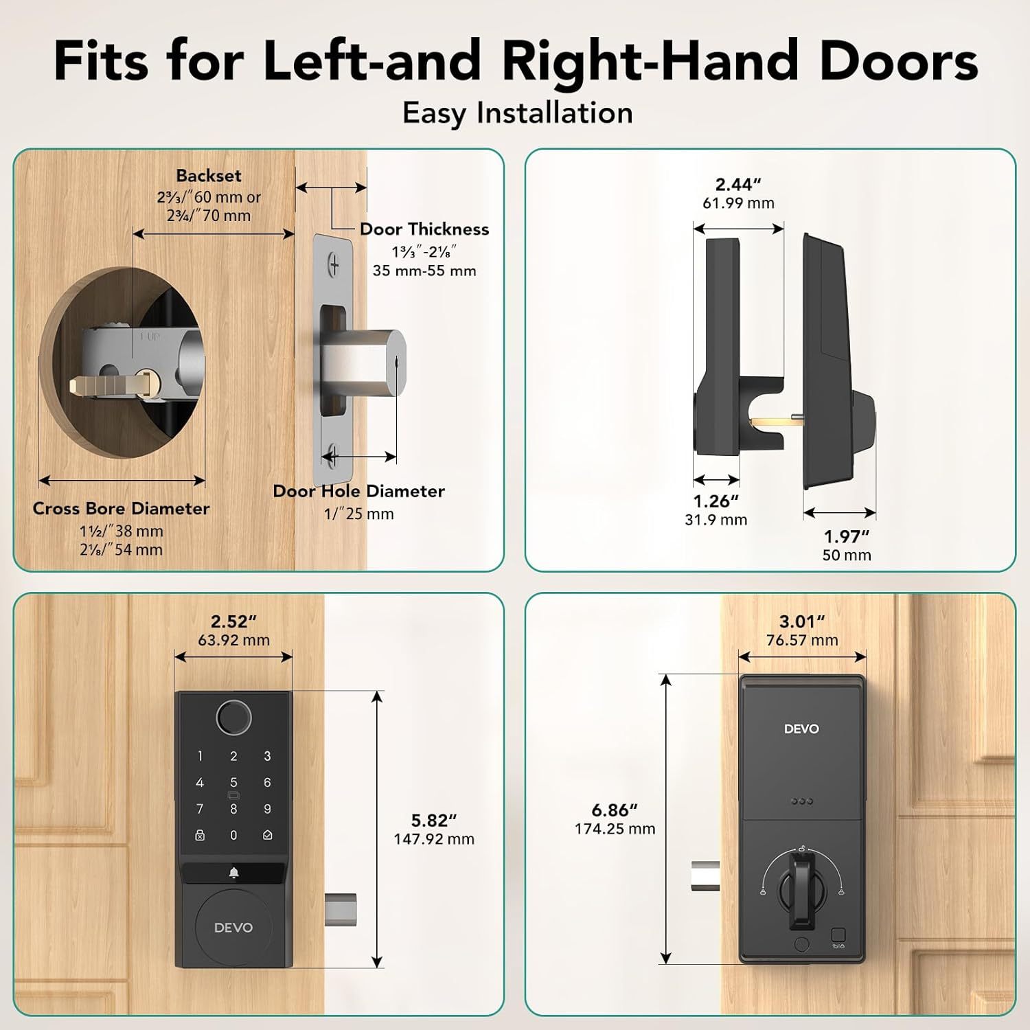 Devo 5 in 1 Fingerprint  Smart Lock with Doorbell&Bluetooth G2