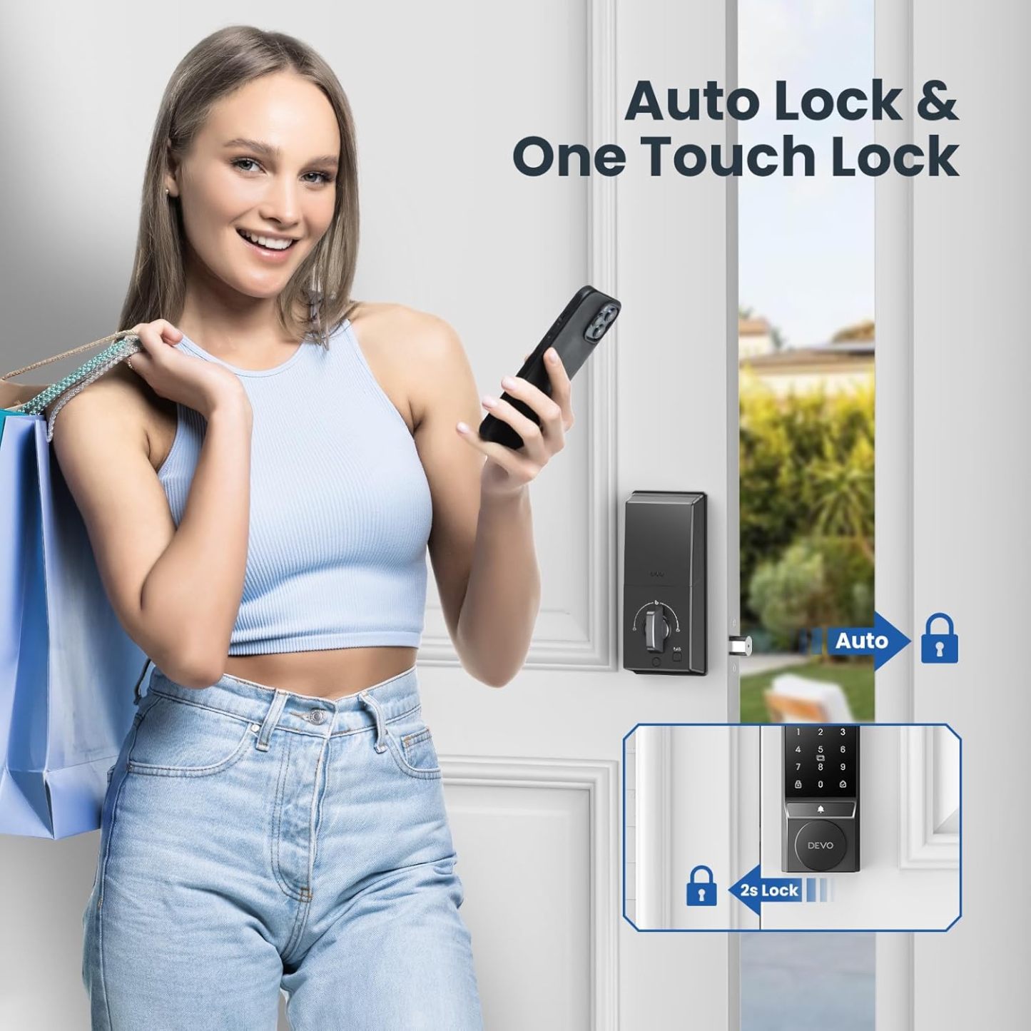 Devo 4 in 1 Passcode Smart Door Lock with Doorbell&Bluetooth G4