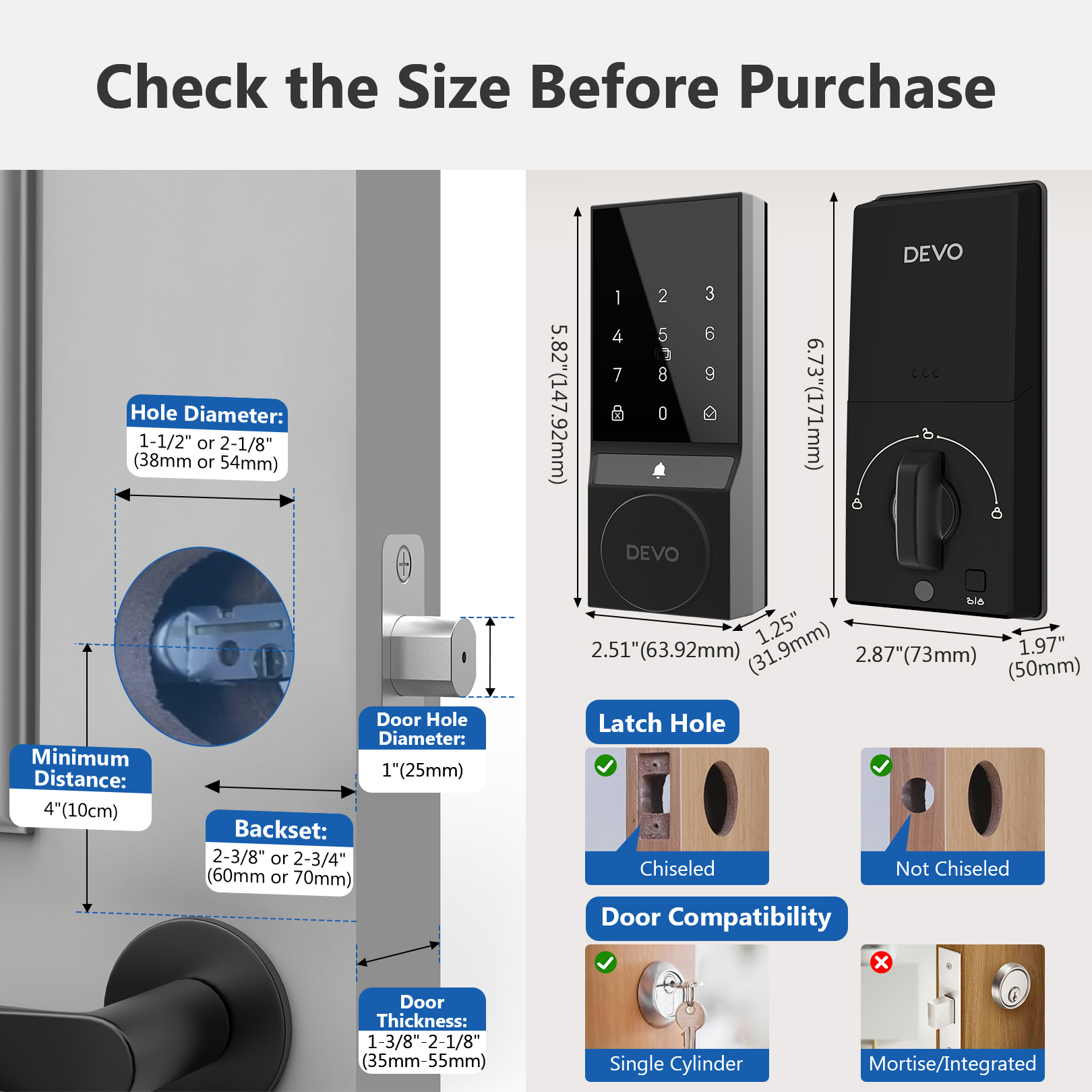 Devo 4 in 1 Passcode Smart Door Lock with Doorbell&Bluetooth G4