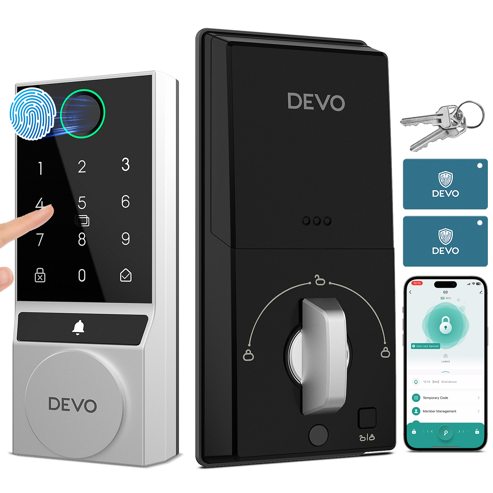 Devo 5 in 1 Fingerprint  Smart Lock with Doorbell&Bluetooth G2