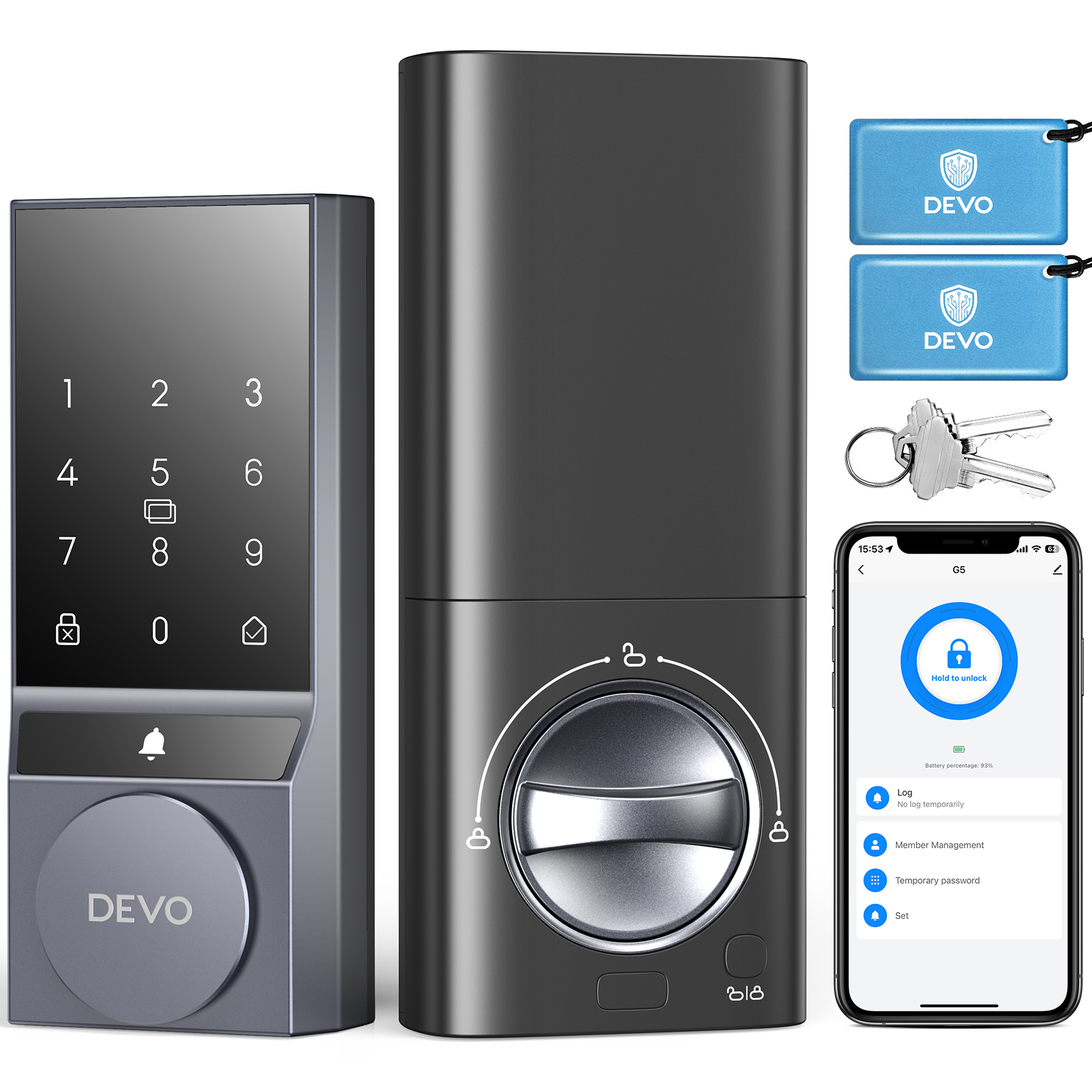 Devo Passcode Smart Door Lock with Doorbell&Built-in Wi-Fi G5