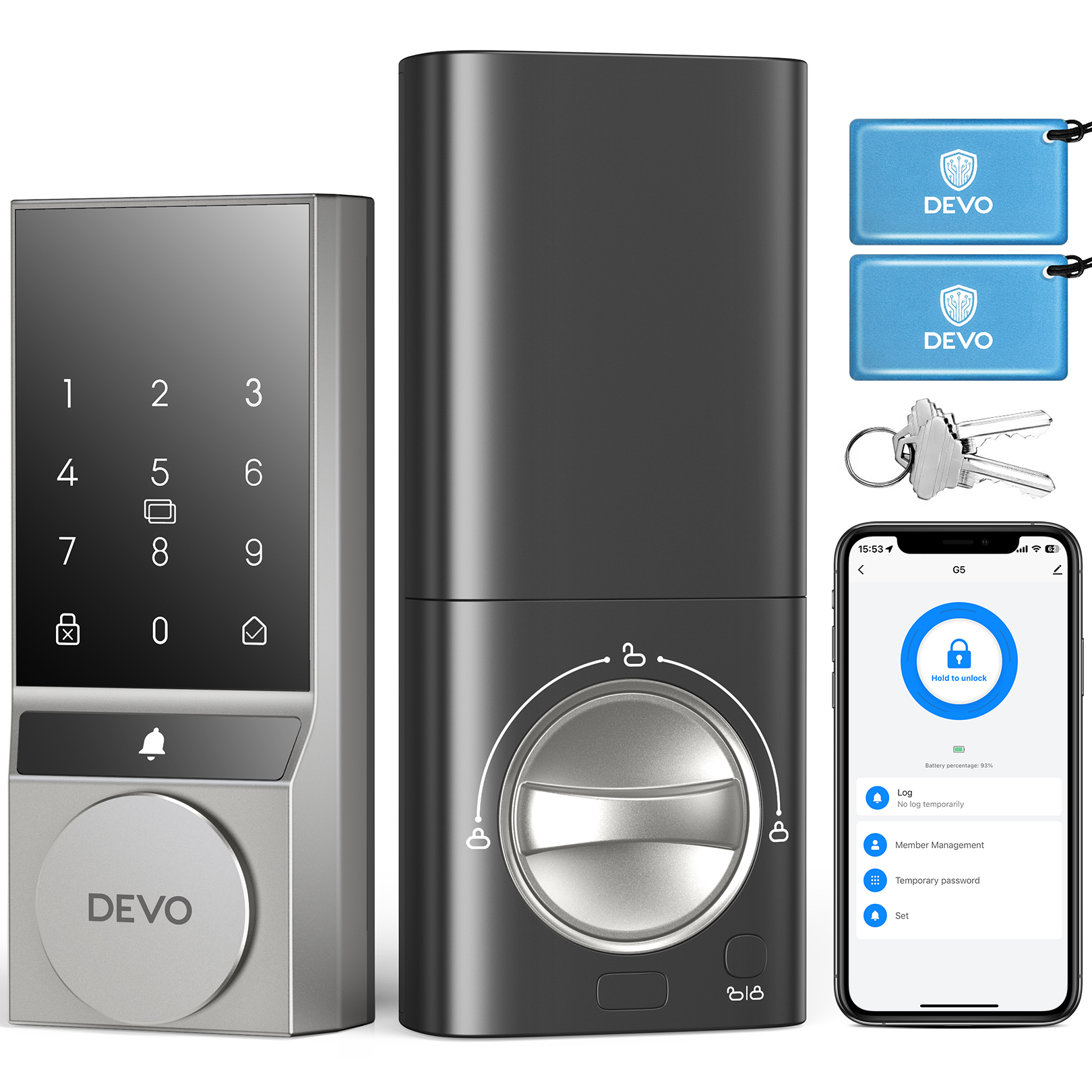Devo Passcode Smart Door Lock with Doorbell&Built-in Wi-Fi G5