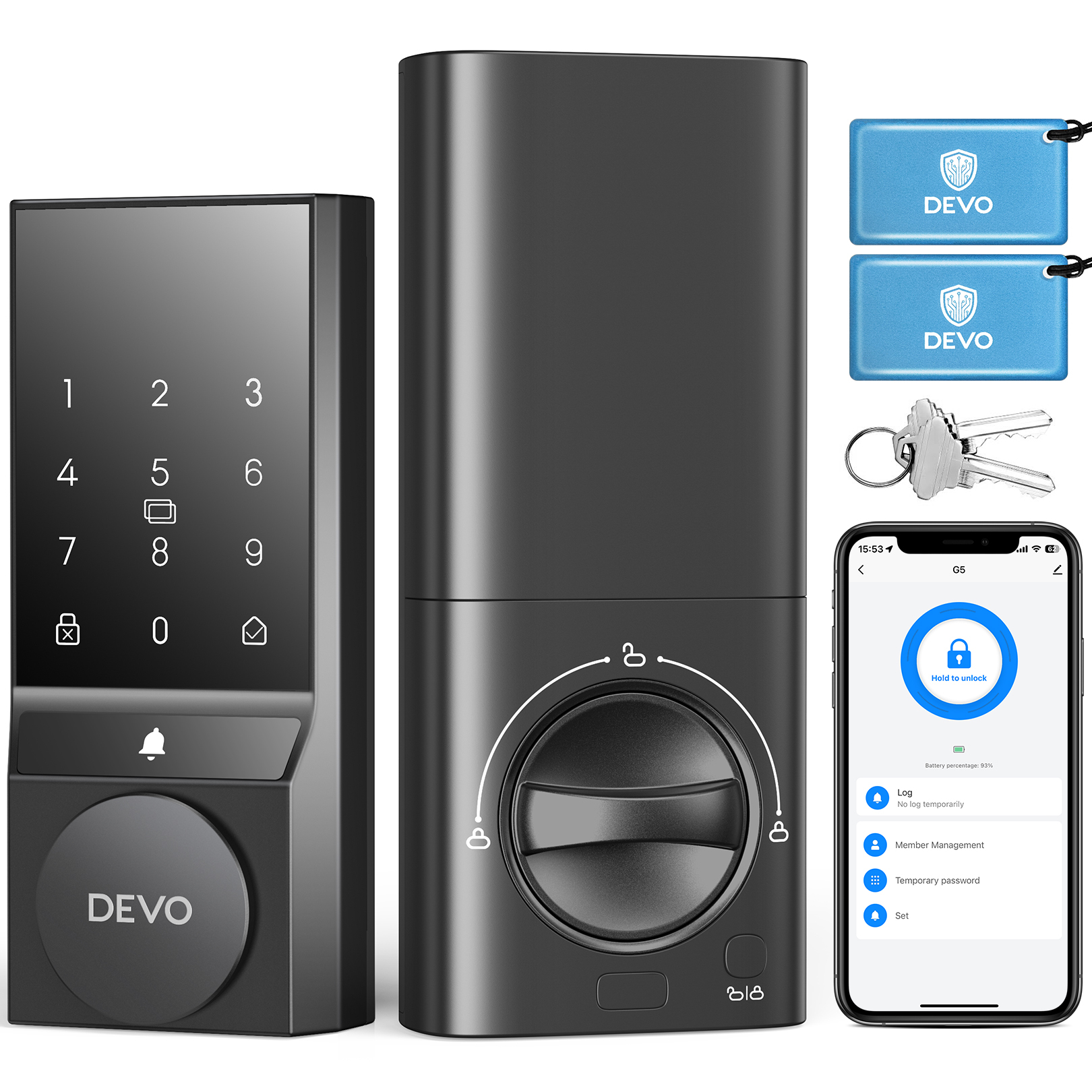 Devo Passcode Smart Door Lock with Doorbell&Built-in Wi-Fi G5