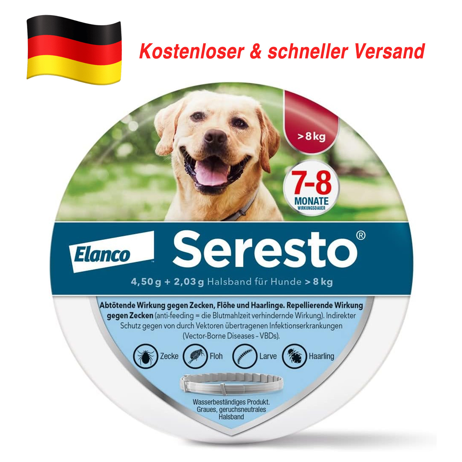 SerestoHalsband für große Hunde, über 8 kg