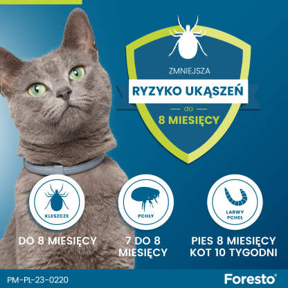 Obroża FORESTO dla kota i psa przeciw kleszczom i pchłom poniżej 8 kg