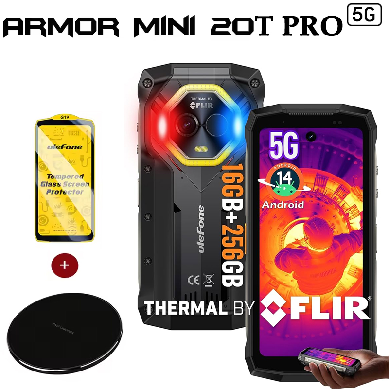 Ulefone Armor Mini 20T Pro Telefone 5G, proteção tripla, dual SIM, NFC, GPS com emissor infravermelho