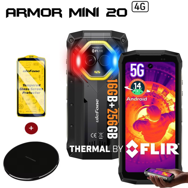 Ulefone Armor Mini 20T Pro Telefone 5G, proteção tripla, dual SIM, NFC, GPS com emissor infravermelho