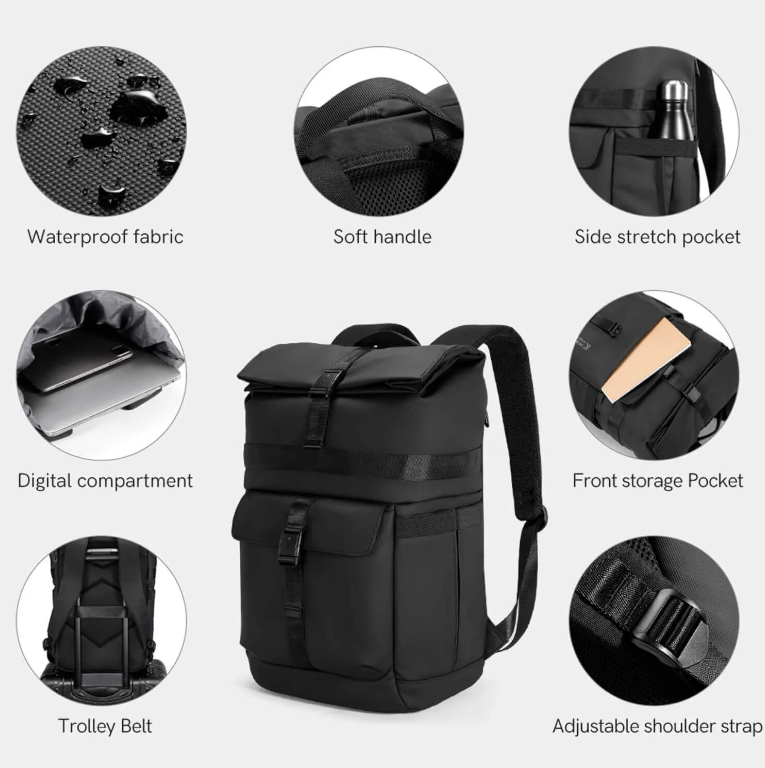 kingsonsr 25L urban roll top weekender backpack - KS3333W