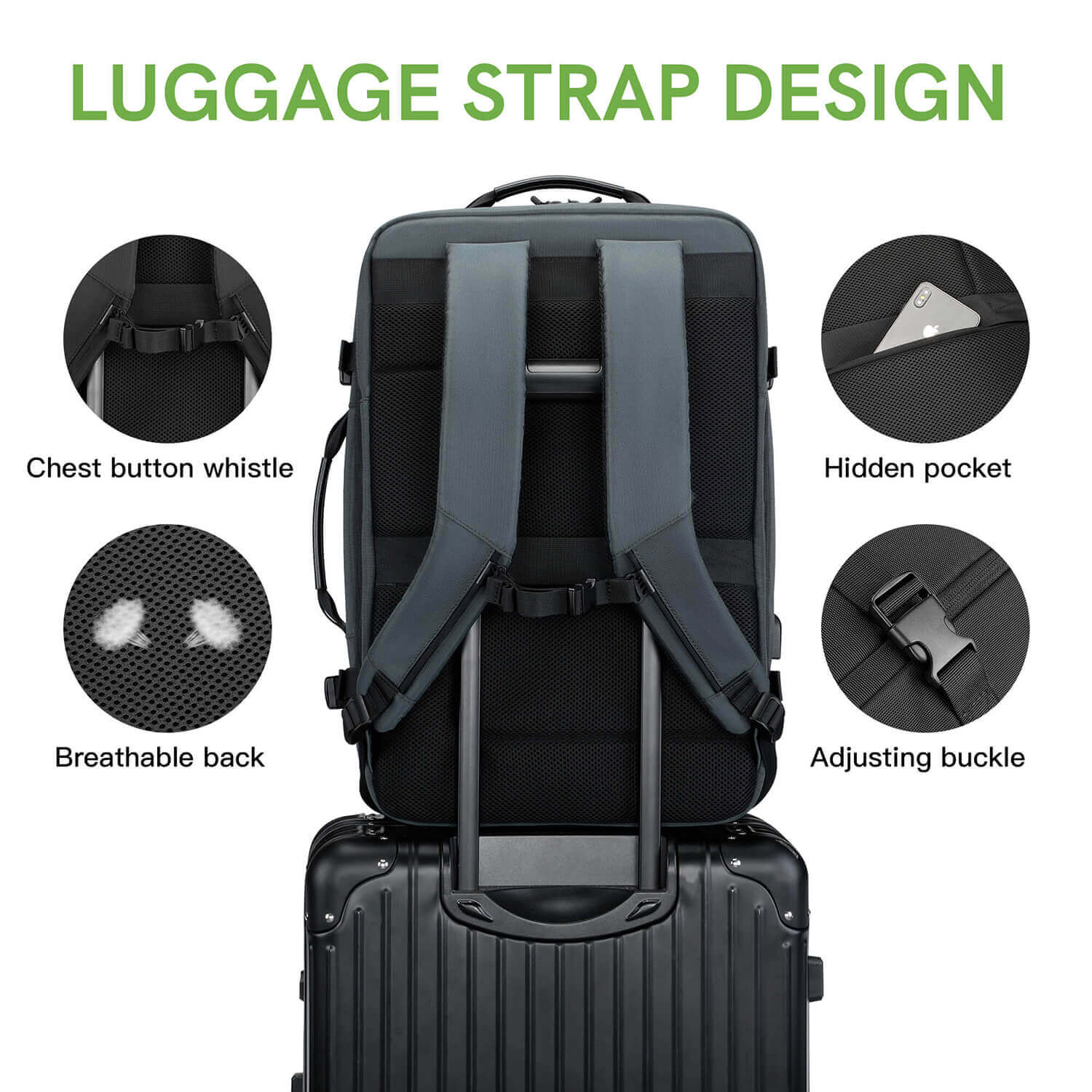 Kingsonsr 45L Large Capacity Travel Backpack Expand Size- ks3264-B