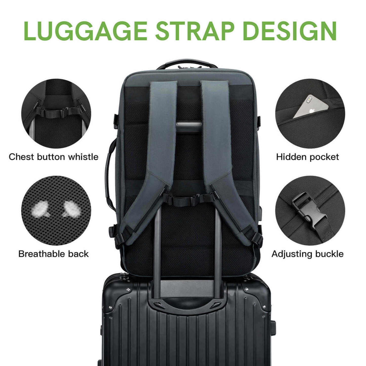 Kingsonsr 45L Large Capacity Travel Backpack Expand Size- ks3264-B