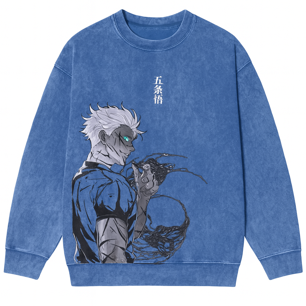 Anime Gojo Printed Pullover Crew Neck Sweatshirt