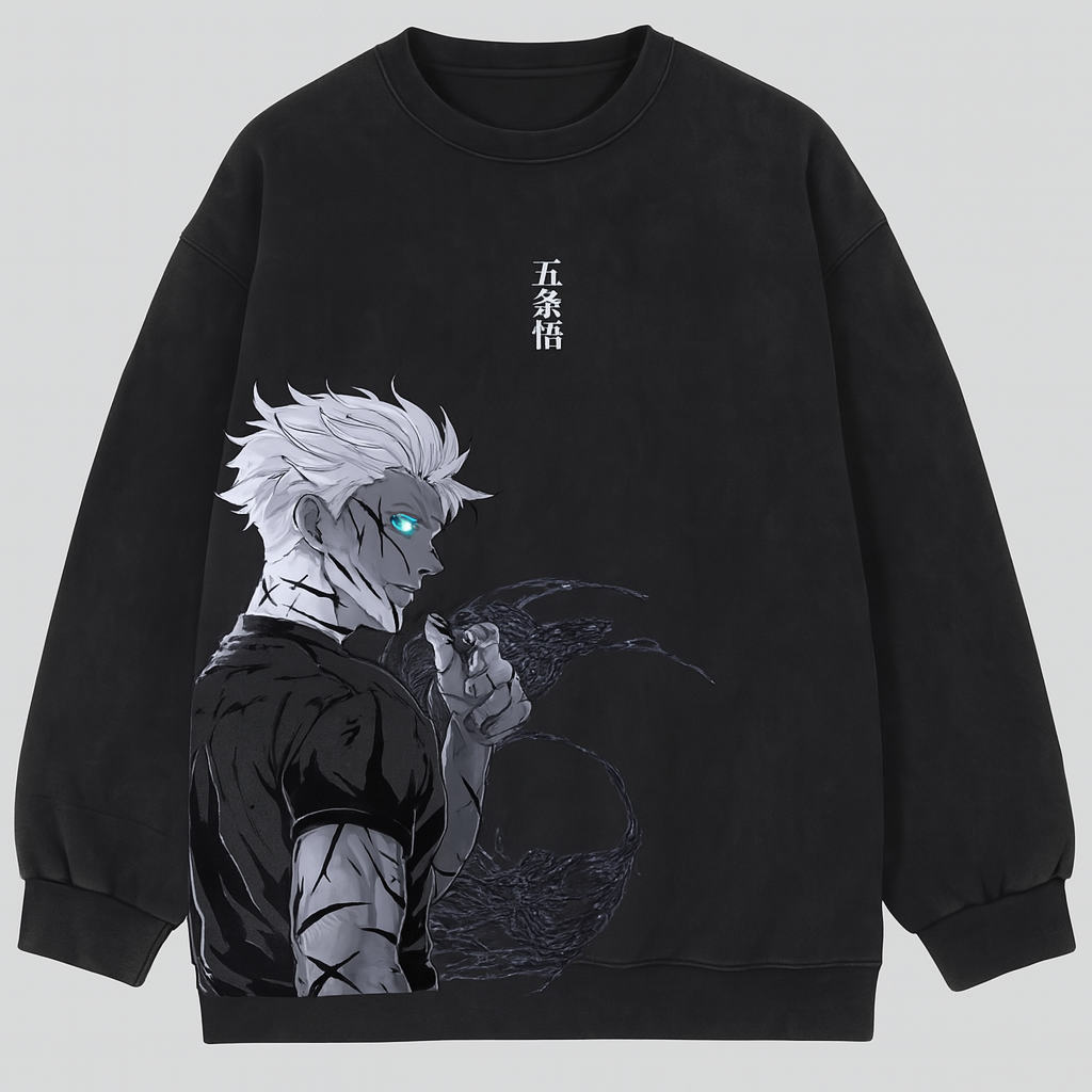 Anime Gojo Printed Pullover Crew Neck Sweatshirt