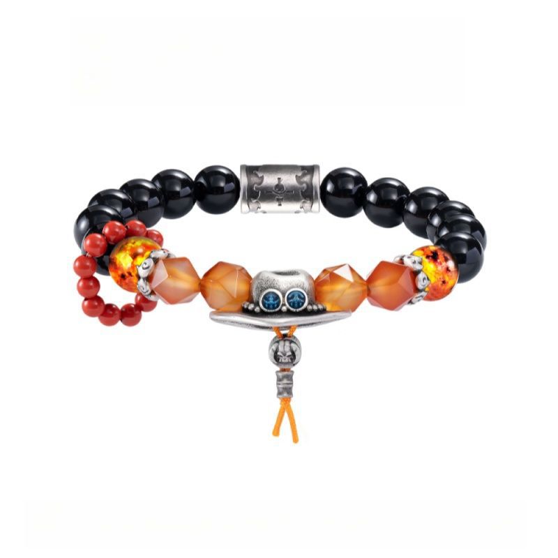 Anime One Piece Portgas D Ace Red Beads Face Bracelet Fashion Jewelry Accessory