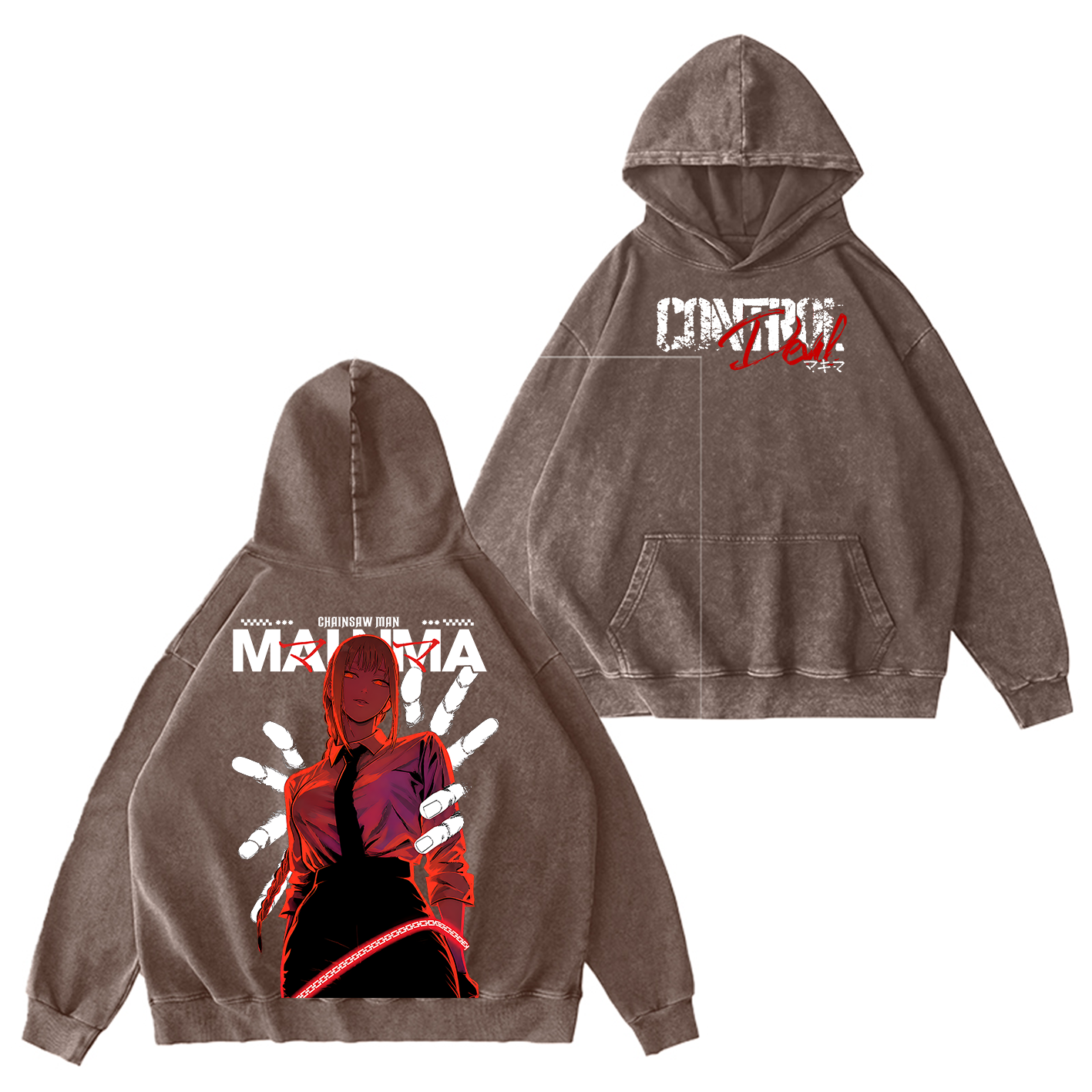 Makima Chainsaw Man Vintage Unisex Washed T-Shirt-Back
