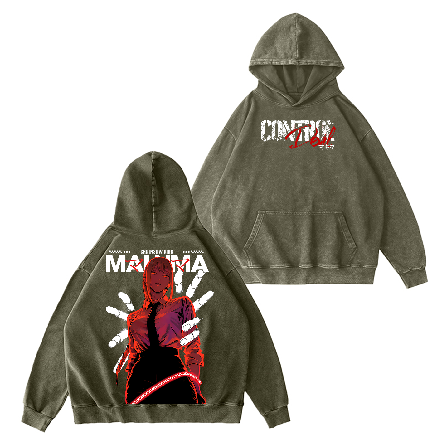 Makima Chainsaw Man Vintage Unisex Washed T-Shirt-Back