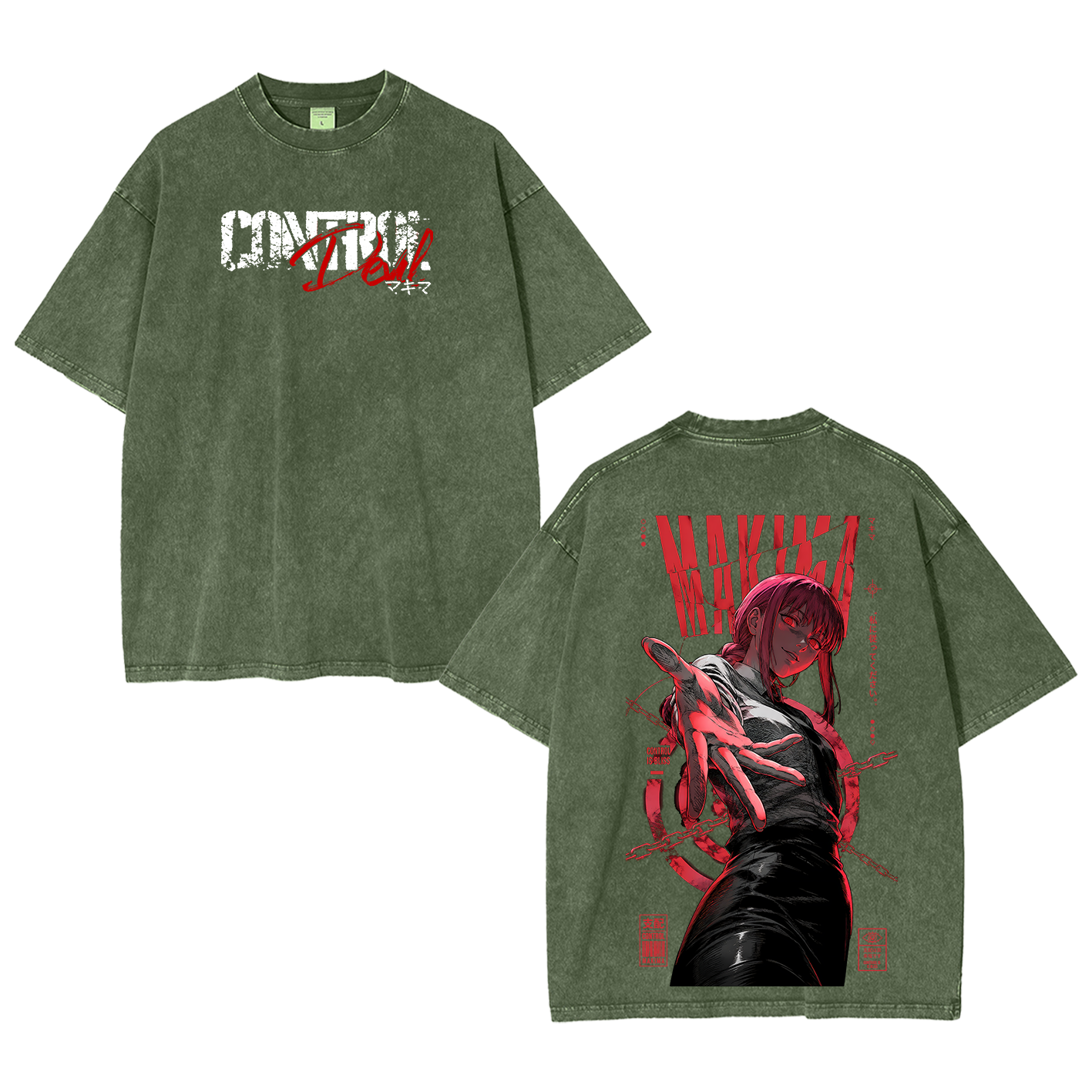 Makima Chainsaw Man Vintage Unisex Washed T-Shirt-Back