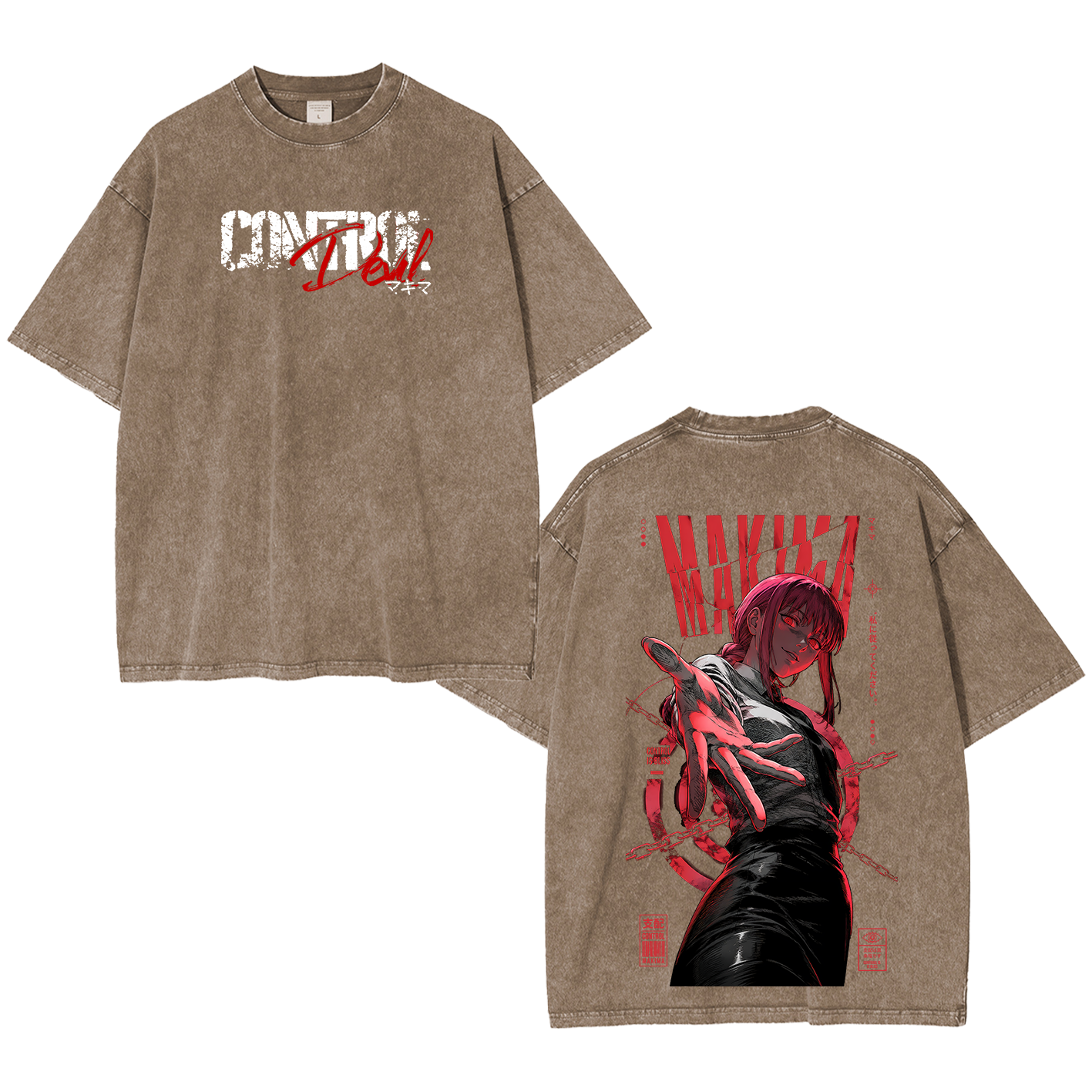 Makima Chainsaw Man Vintage Unisex Washed T-Shirt-Back