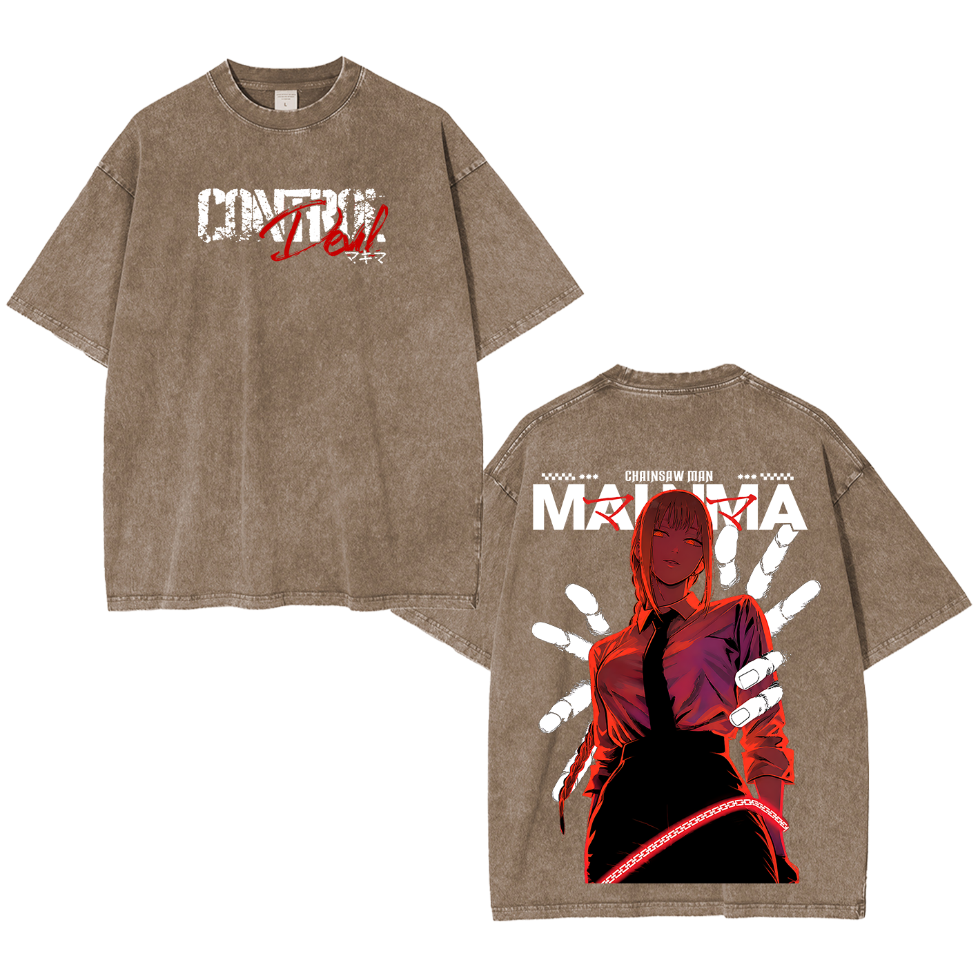 Makima Chainsaw Man Vintage Unisex Washed T-Shirt-Back