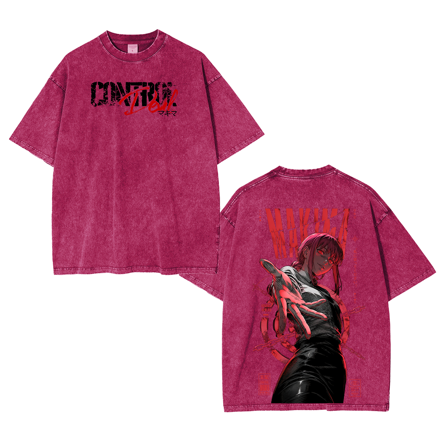 Makima Chainsaw Man Vintage Unisex Washed T-Shirt-Back