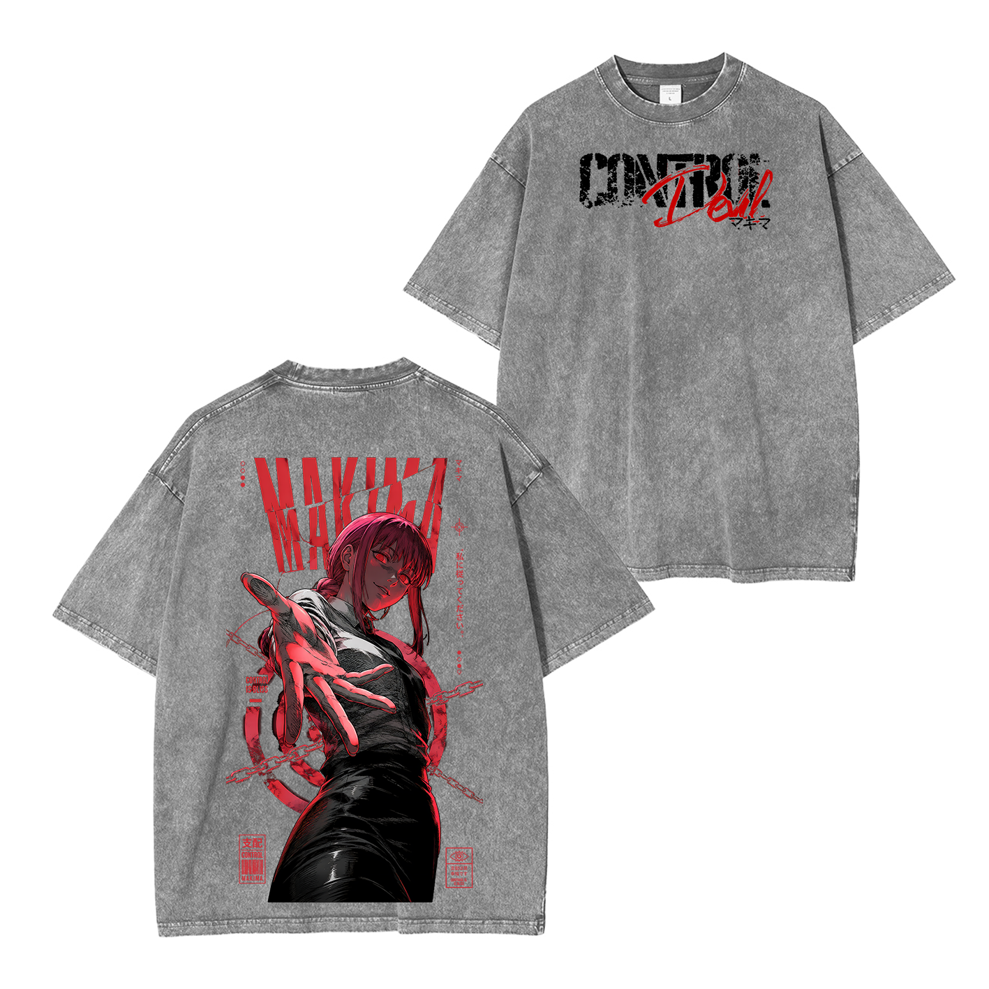 Makima Chainsaw Man Vintage Unisex Washed T-Shirt-Back
