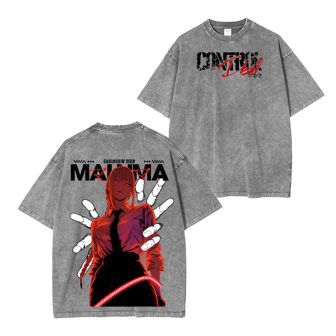 Makima Chainsaw Man Vintage Unisex Washed T-Shirt-Back
