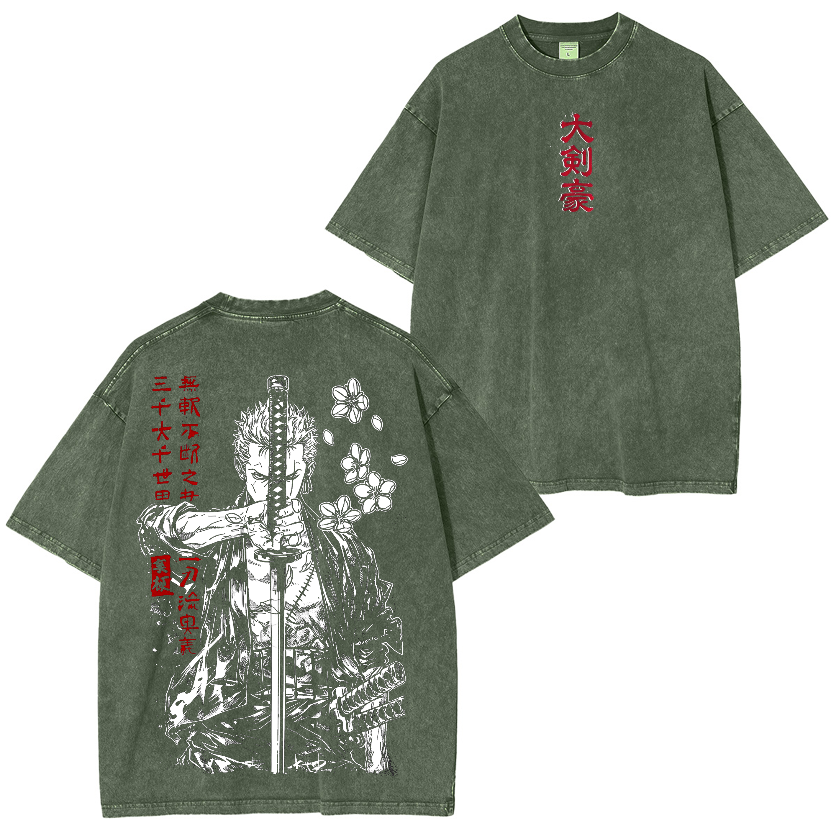 Zoro,One Piece Anime Washed T-shirt/Crewneck/Hoodie