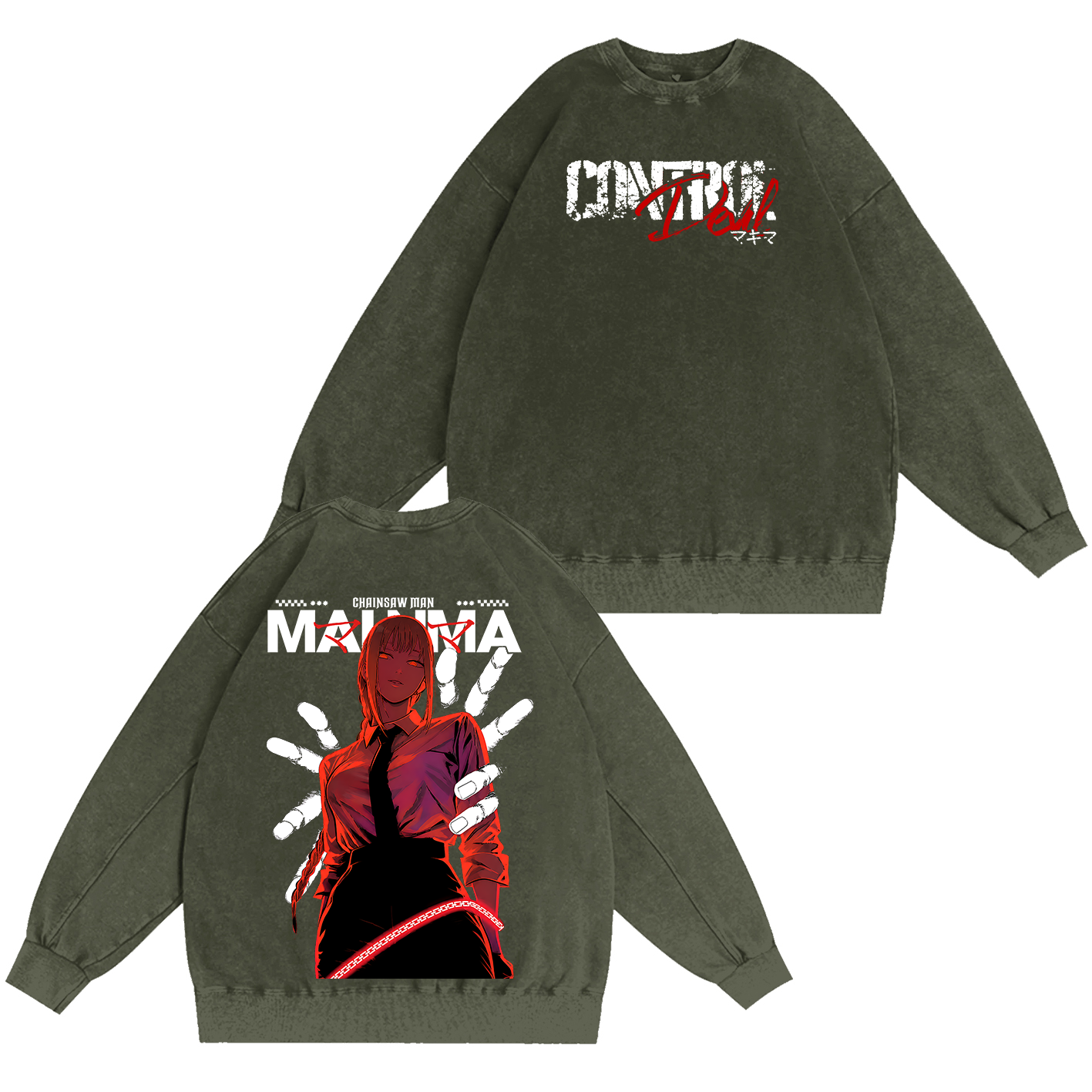 Makima Chainsaw Man Vintage Unisex Washed T-Shirt-Back