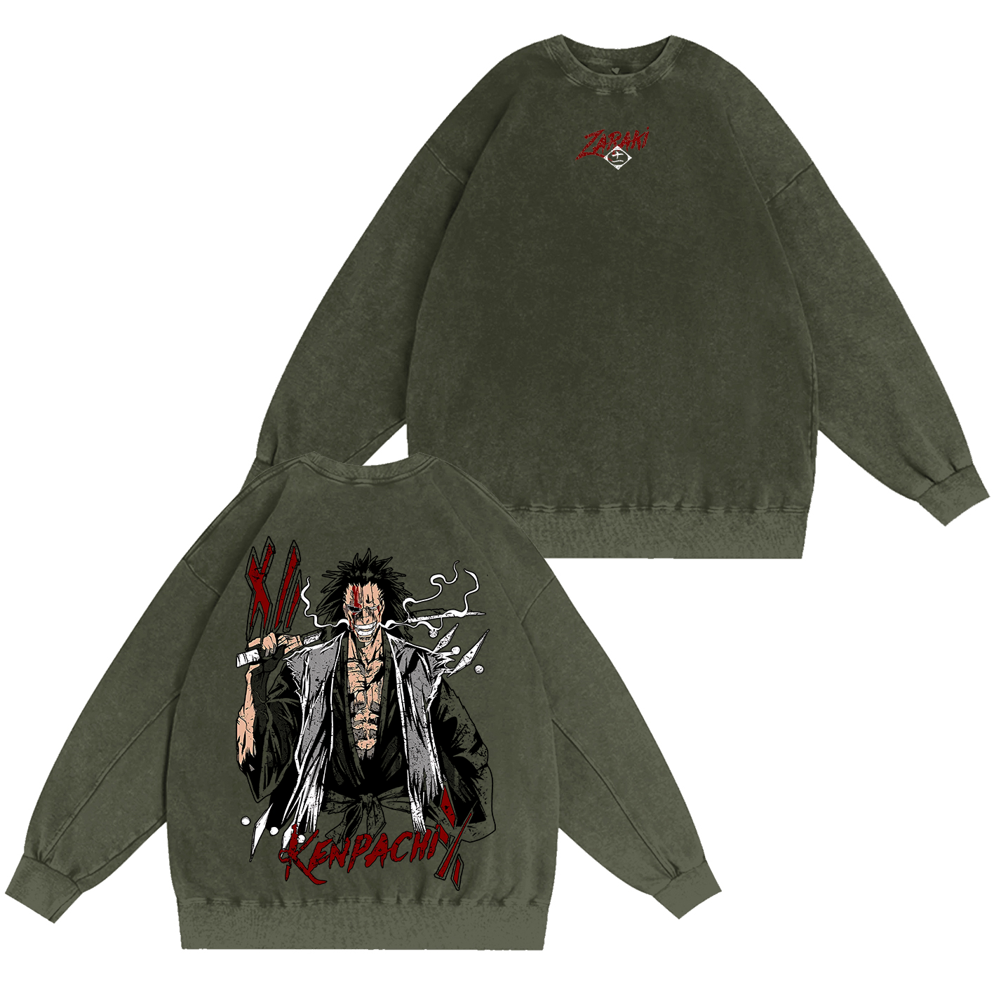Kenpachi Zaraki Bleach Washed T-shirt/Crewneck/Hoodie