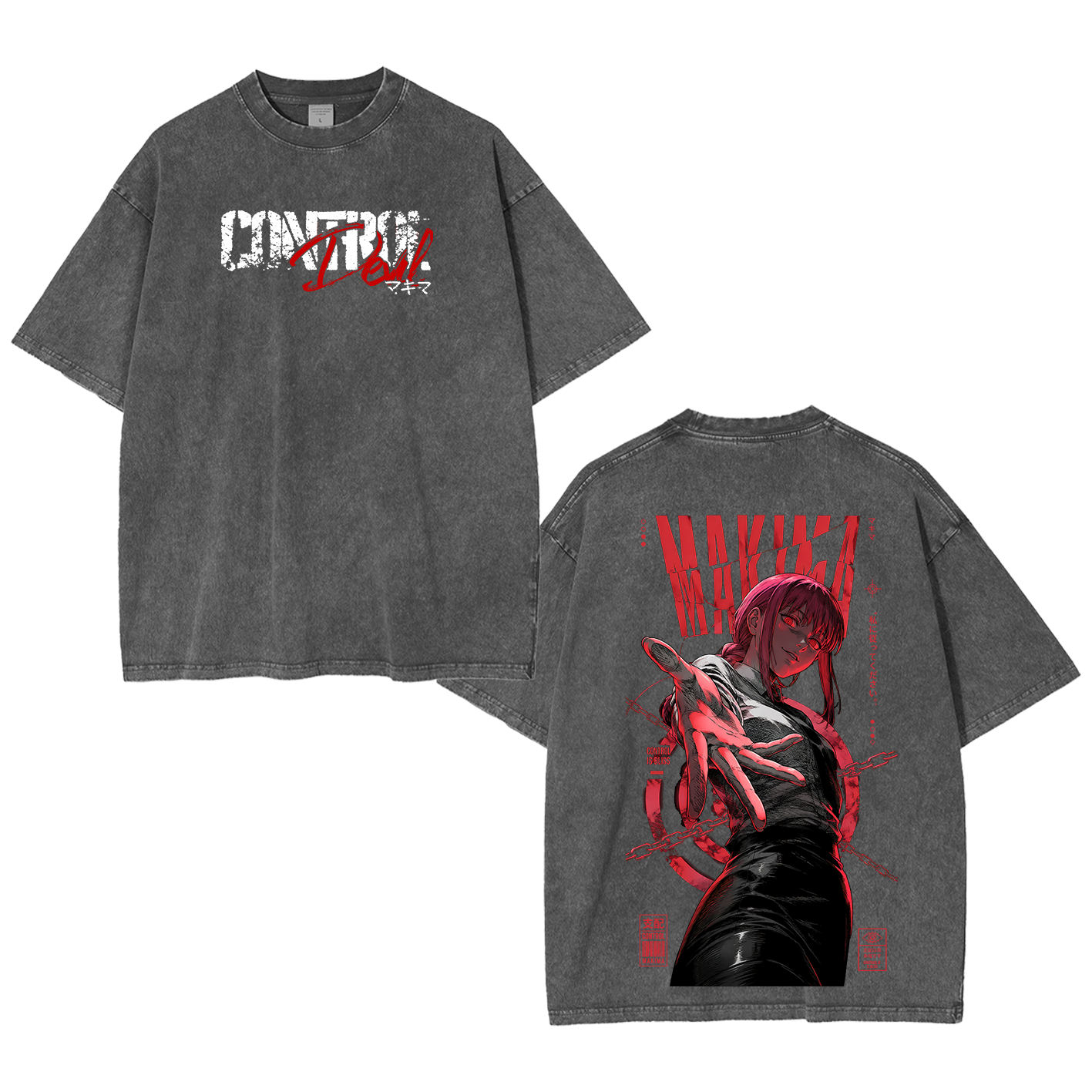 Makima Chainsaw Man Vintage Unisex Washed T-Shirt-Back