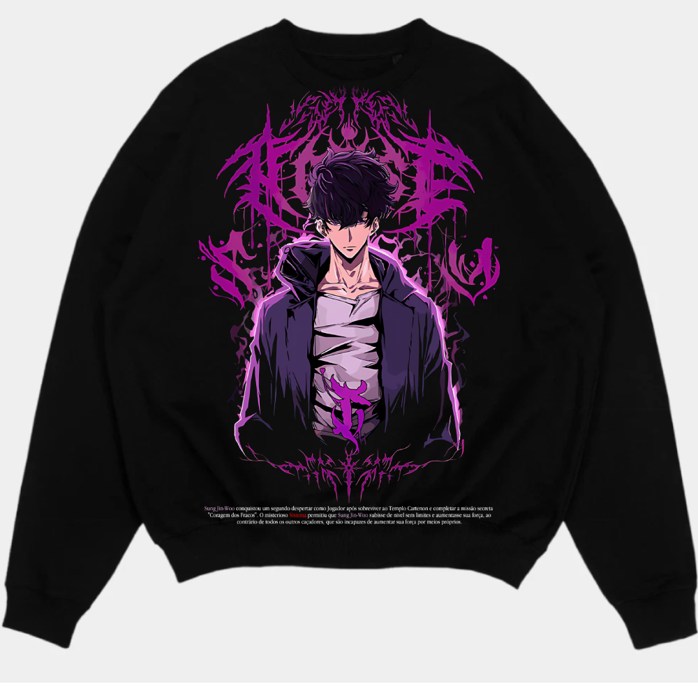 Sung Jin-Woo Solo Leveling Anime Double Printed Oversize Lightweight Acid Washed Tee-Limited Edition 