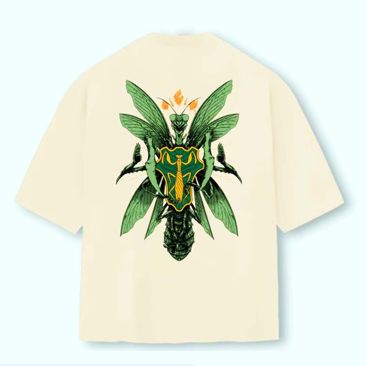 Super Oversized Alpha Back Premium | BLACK CLOVER - LOUVA-A-DEUS VERDES Praying mantis in emerald green